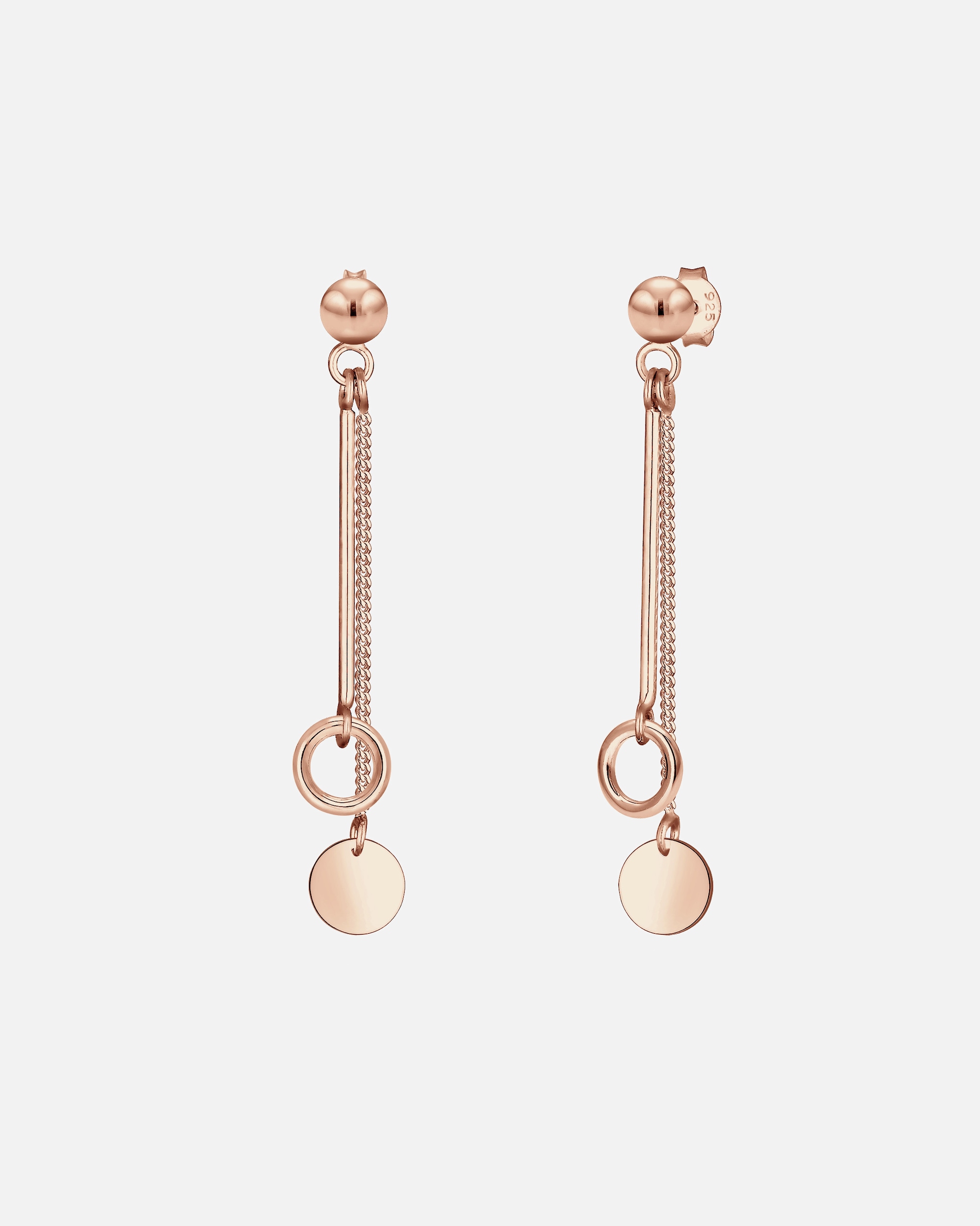 Kolczyki dla Kobieta Elli Damskie kolczyki wiszące na łańcuszku Koło Geo Basic w srebrze 925 Sterling Silver rosefarben