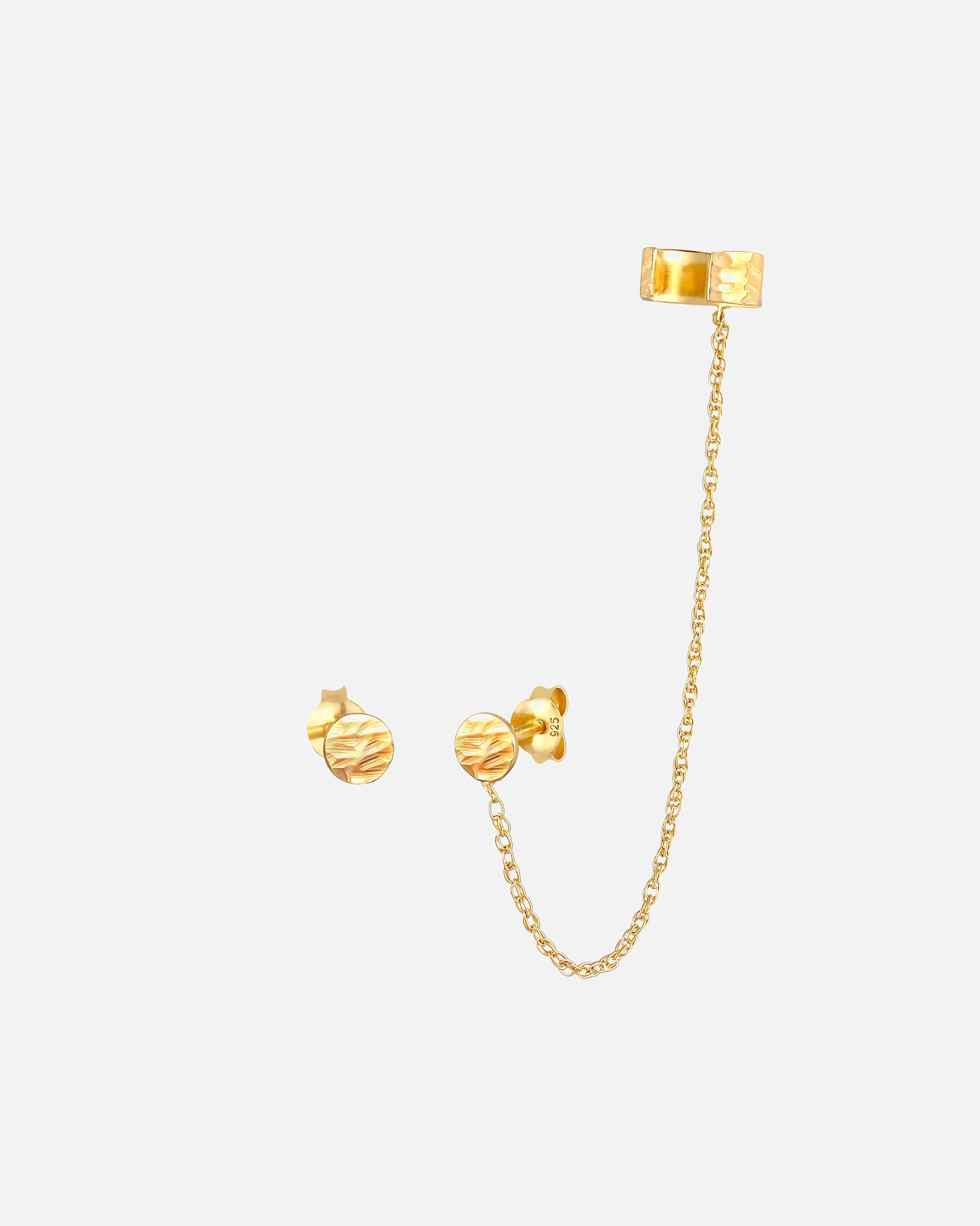 Kolczyki dla Kobieta Elli Damska wtyczka Earcuff Plug Round Organic Structure w 925 Srebro Szterlingów złotem goldfarben