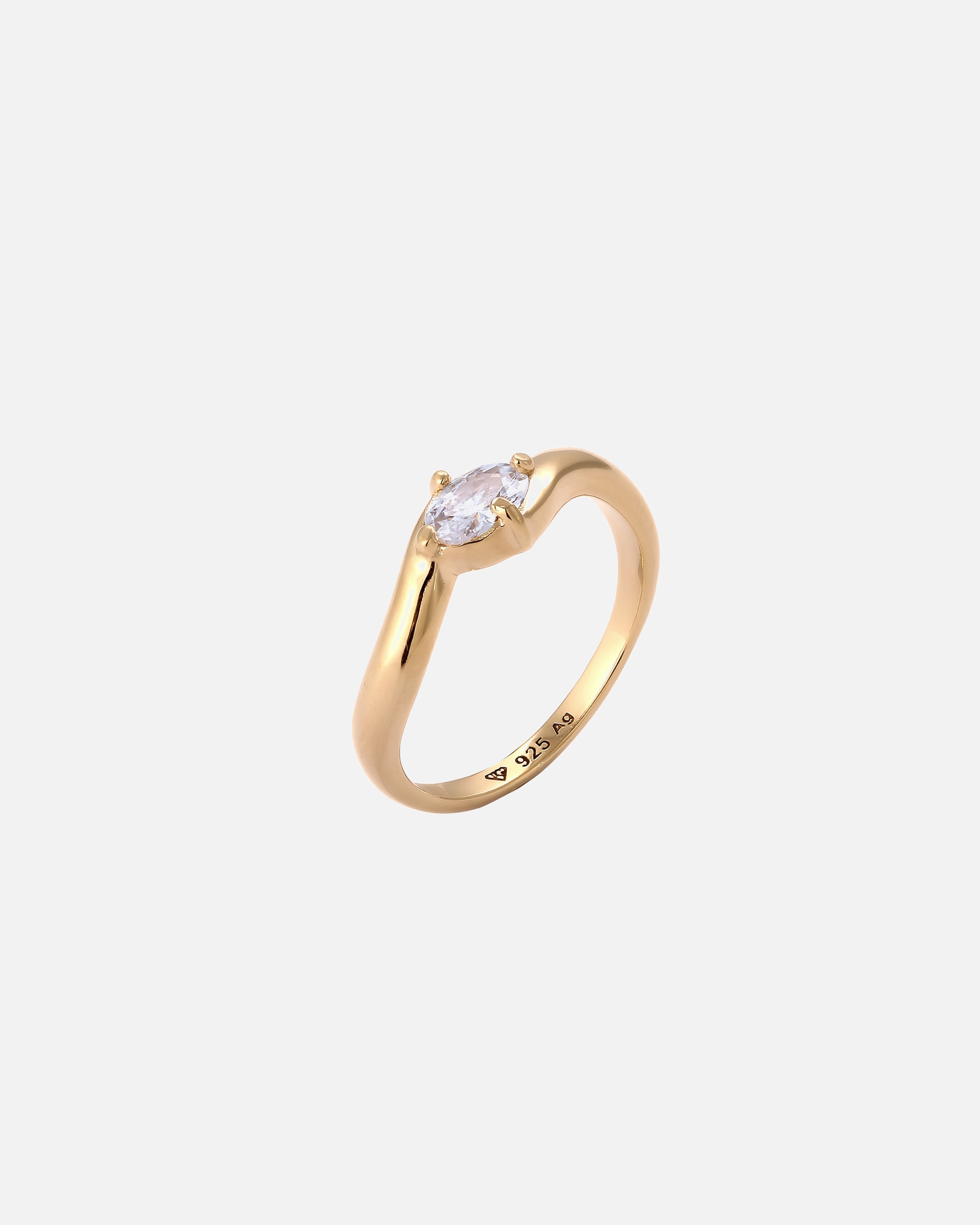Pierścionek dla Kobieta Elli Pierścionek z Kamieniami Damski Owalny Cyrkonia Szlifowany Diamentowo Biały 925 Sterling Silver 54