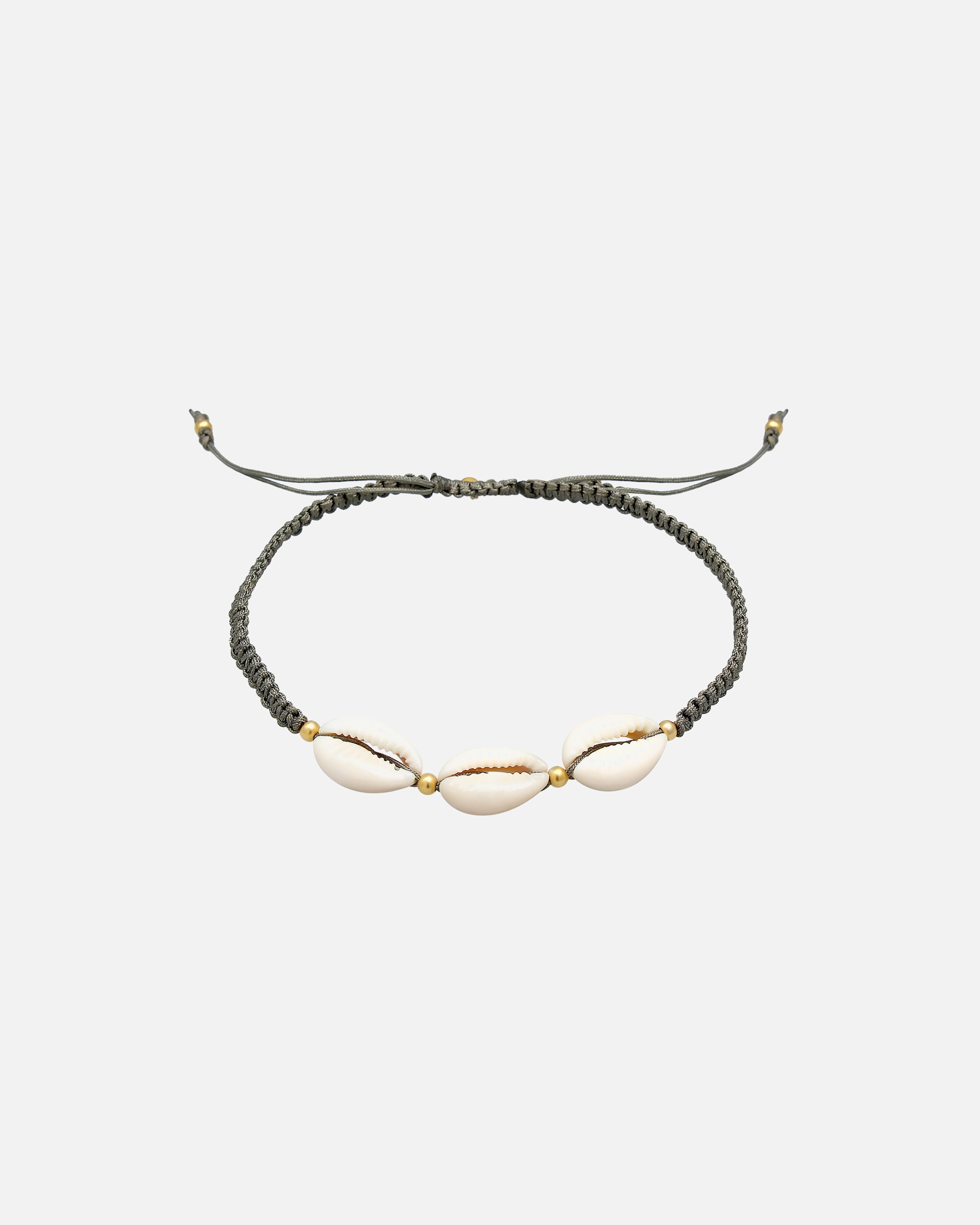 Ozdoby dla Kobieta Elli Damska bransoletka Kauri Shell Ocean Nylon Summer regulowana w pozłacanym srebrze 925 Sterling Silver Szary