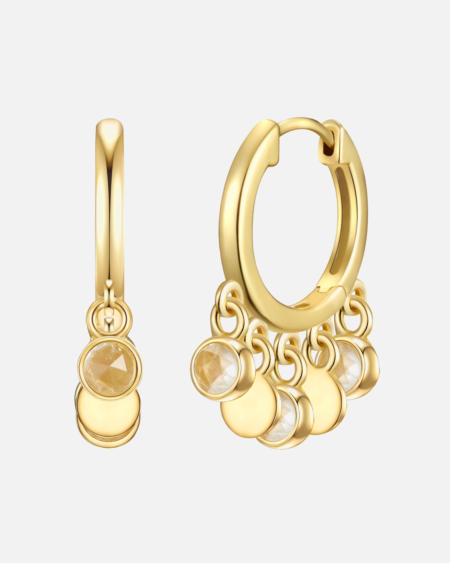 Kolczyki dla Kobieta Glanzstücke München Srebrne kolczyki kreole srebro wysokiej próby Kamień księżycowy żółte złoto 21,4 mm