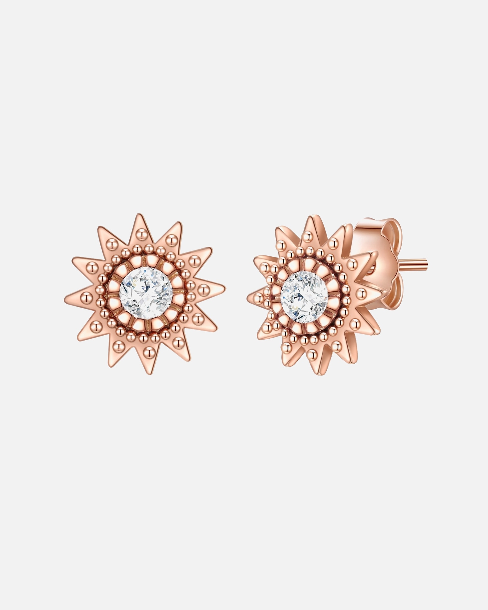 Kolczyki dla Kobieta Kolczyki Słońce z Srebro wysokiej próby w Różowy złoty 7,7 mm