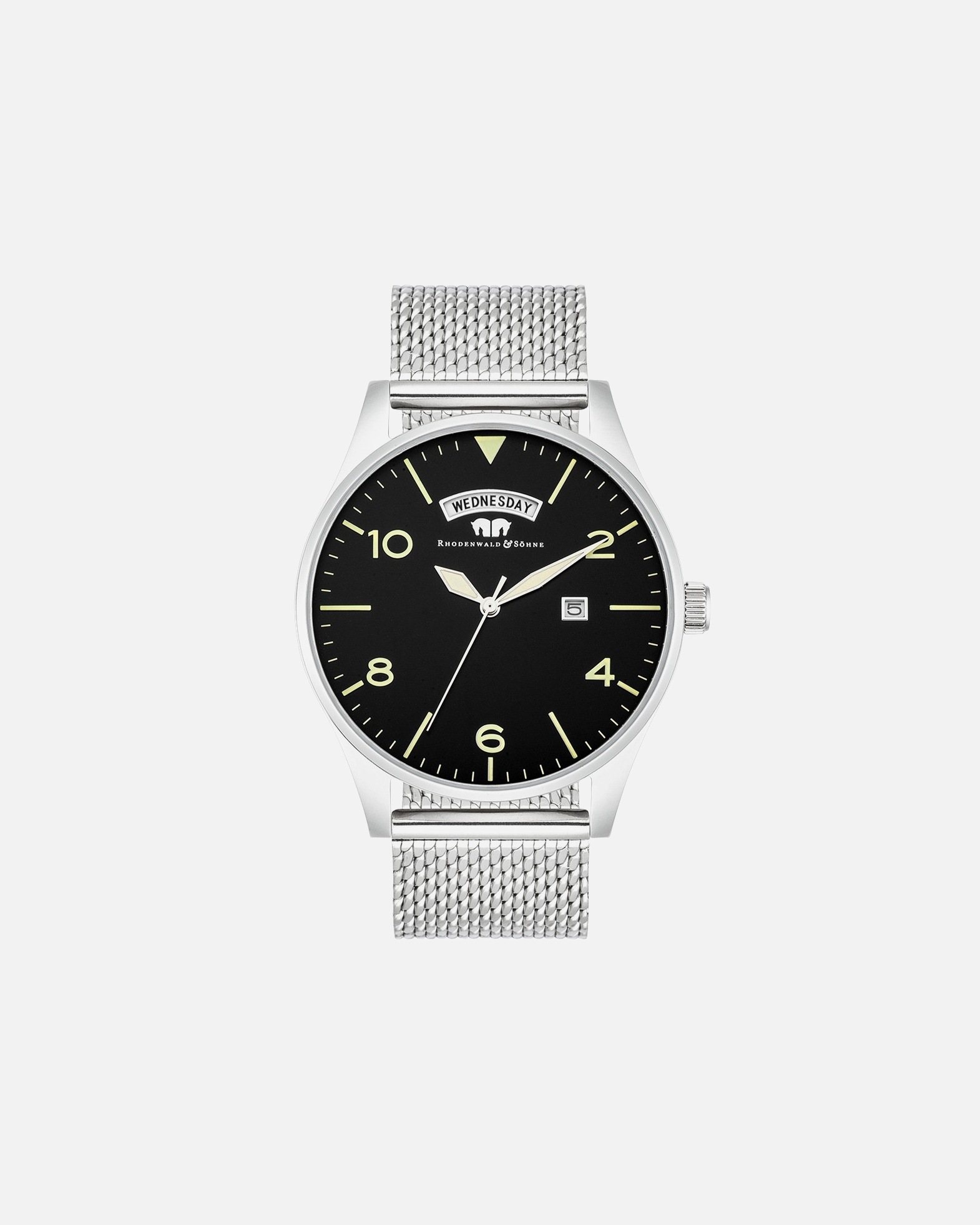 Zegar dla Mężczyzna Rhodenwald & Söhne Zegarek kwarcowy Vintage Srebrny Stal nierdzewna Srebrny 43,0 mm