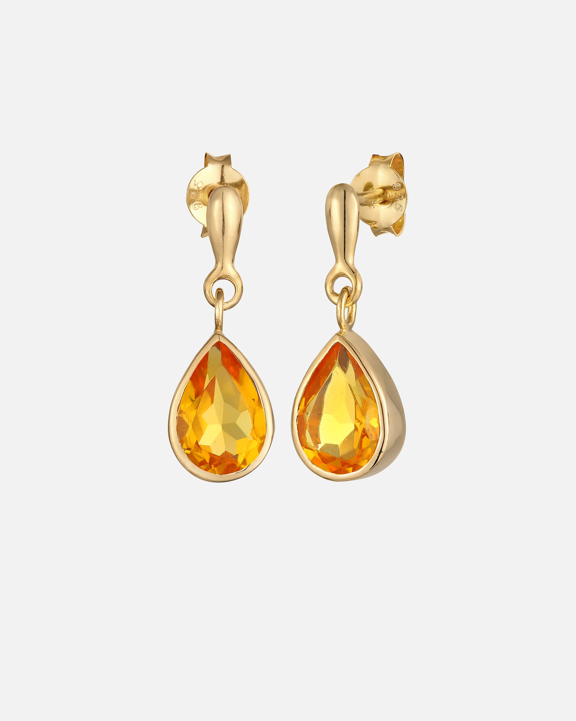 Kolczyki dla Kobieta Elli PREMIUM Damskie kolczyki wiszące krople Elegant z cytrynem w pozłacanym srebrze próby 925 Sterling Silver goldfarben