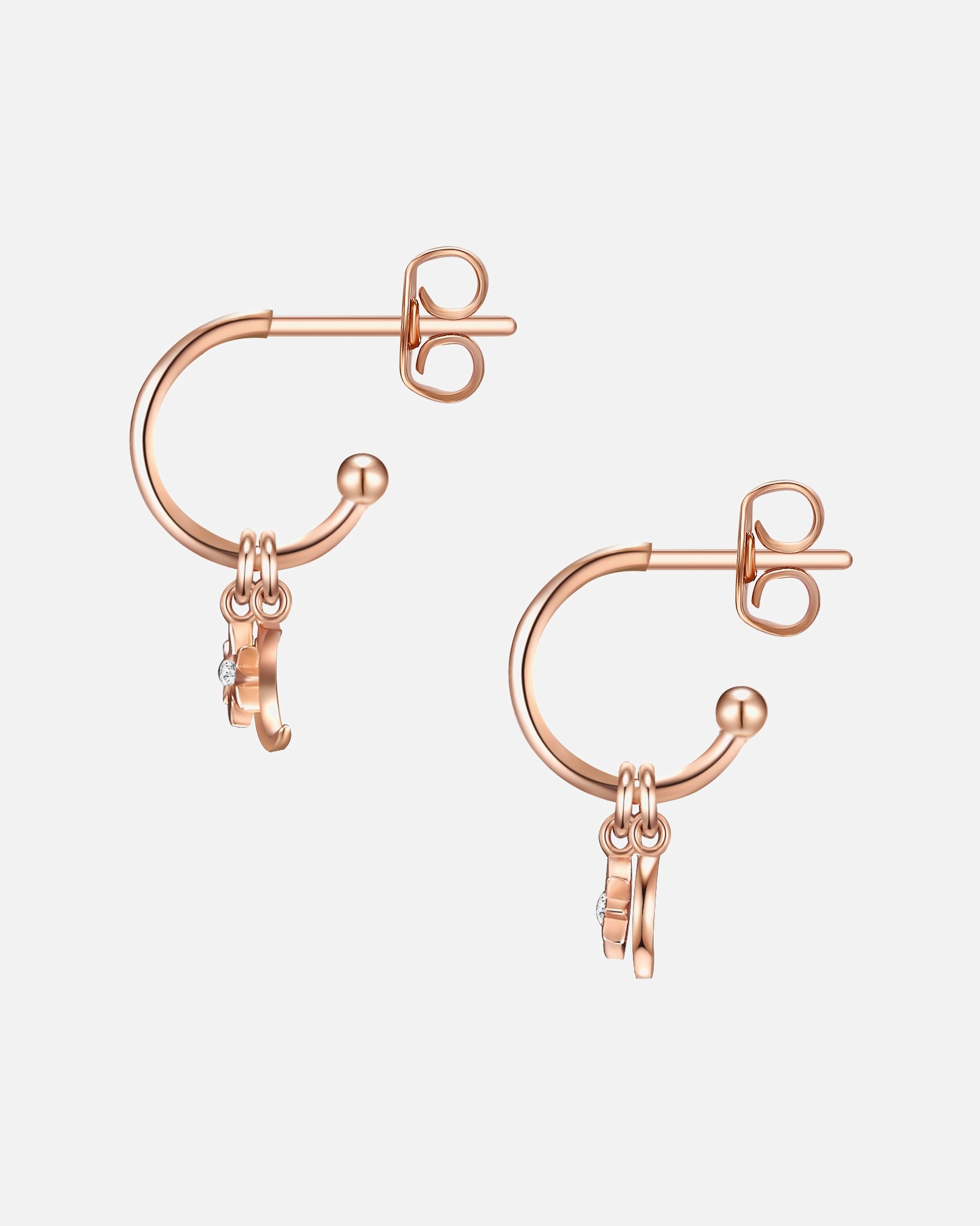 Kolczyki dla Kobieta Glanzstücke München Srebrne kolczyki sztyfty Półksiężyc/gwiazda srebro wysokiej próby Cyrkonia różowe złoto 10,2 mm