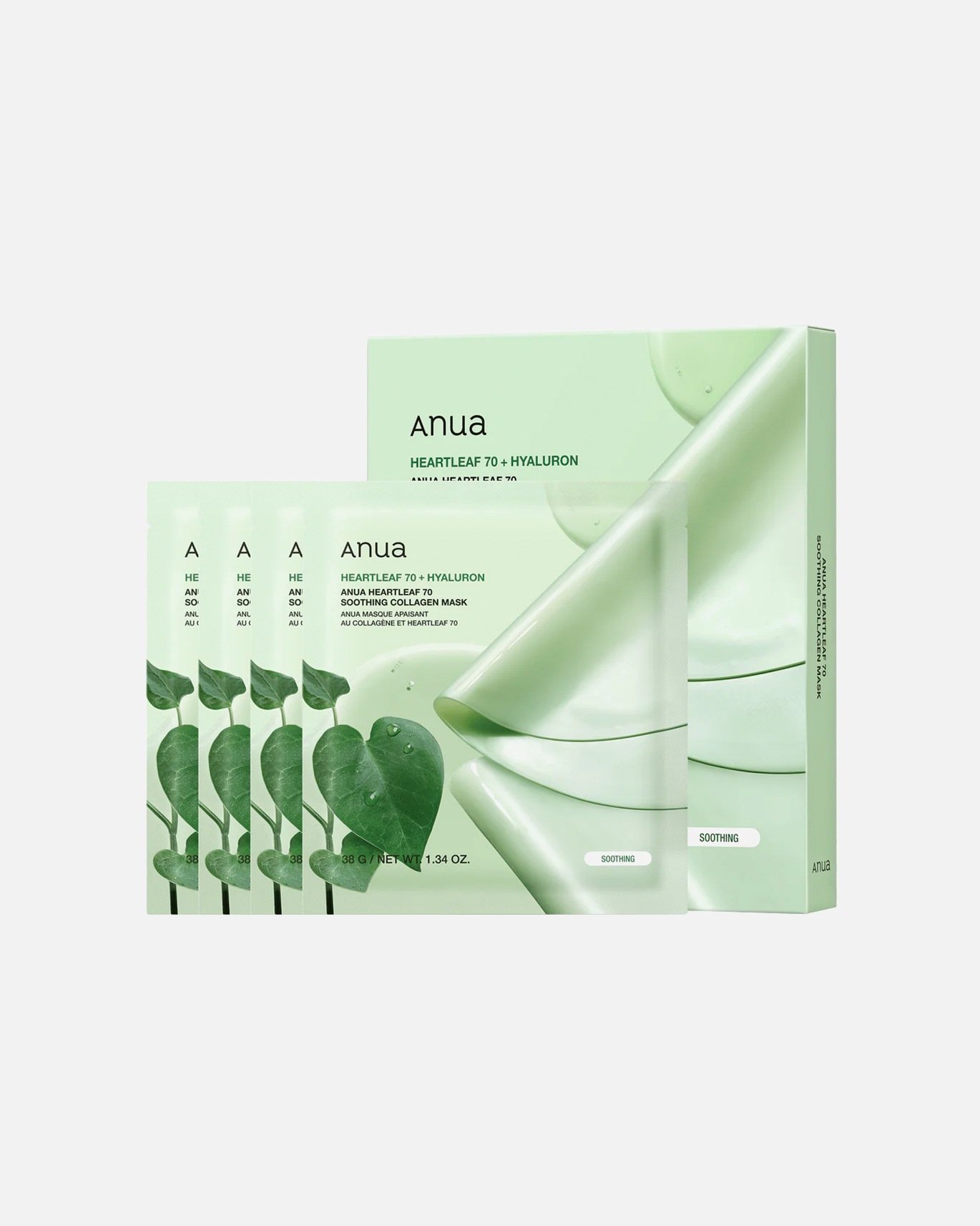 Maska w płachcie dla Unisex Anua Heartleaf 70 Soothing Collagen Mask 4 Stück 4 Stück