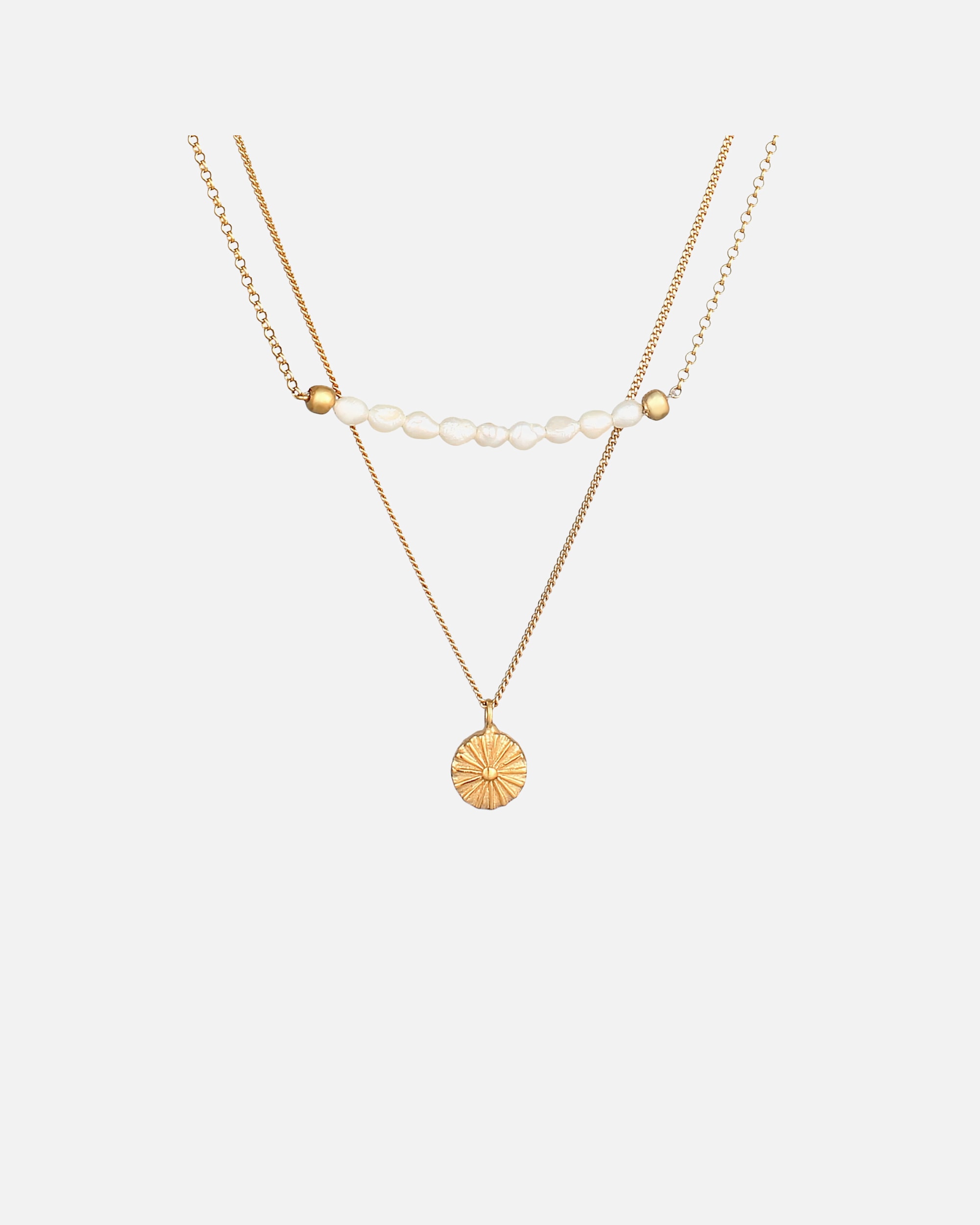 Naszyjnik dla Kobieta Elli PREMIUM Damskiwarstwowy moneta Boho z perły hodowlana słodkowodna, srebro 925 Sterling Silver 40