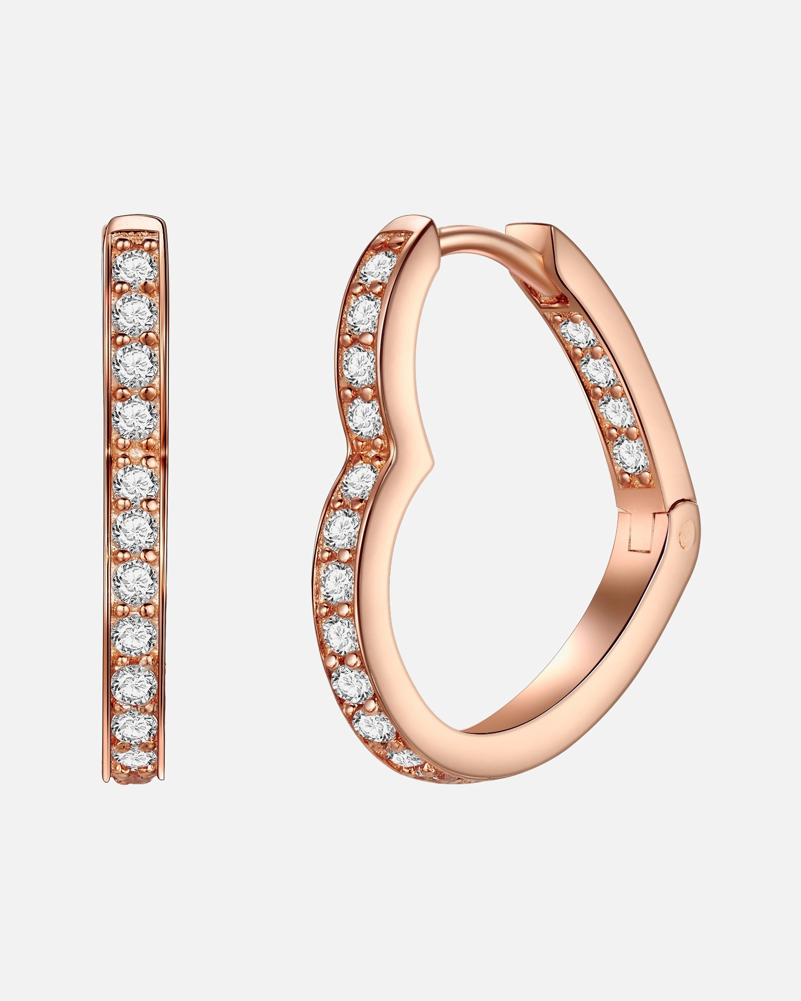 Obrączki dla Kobieta Rafaela Donata Srebrne kolczyki kreole Serce srebro wysokiej próby Cyrkonia różowe złoto 17,9 mm