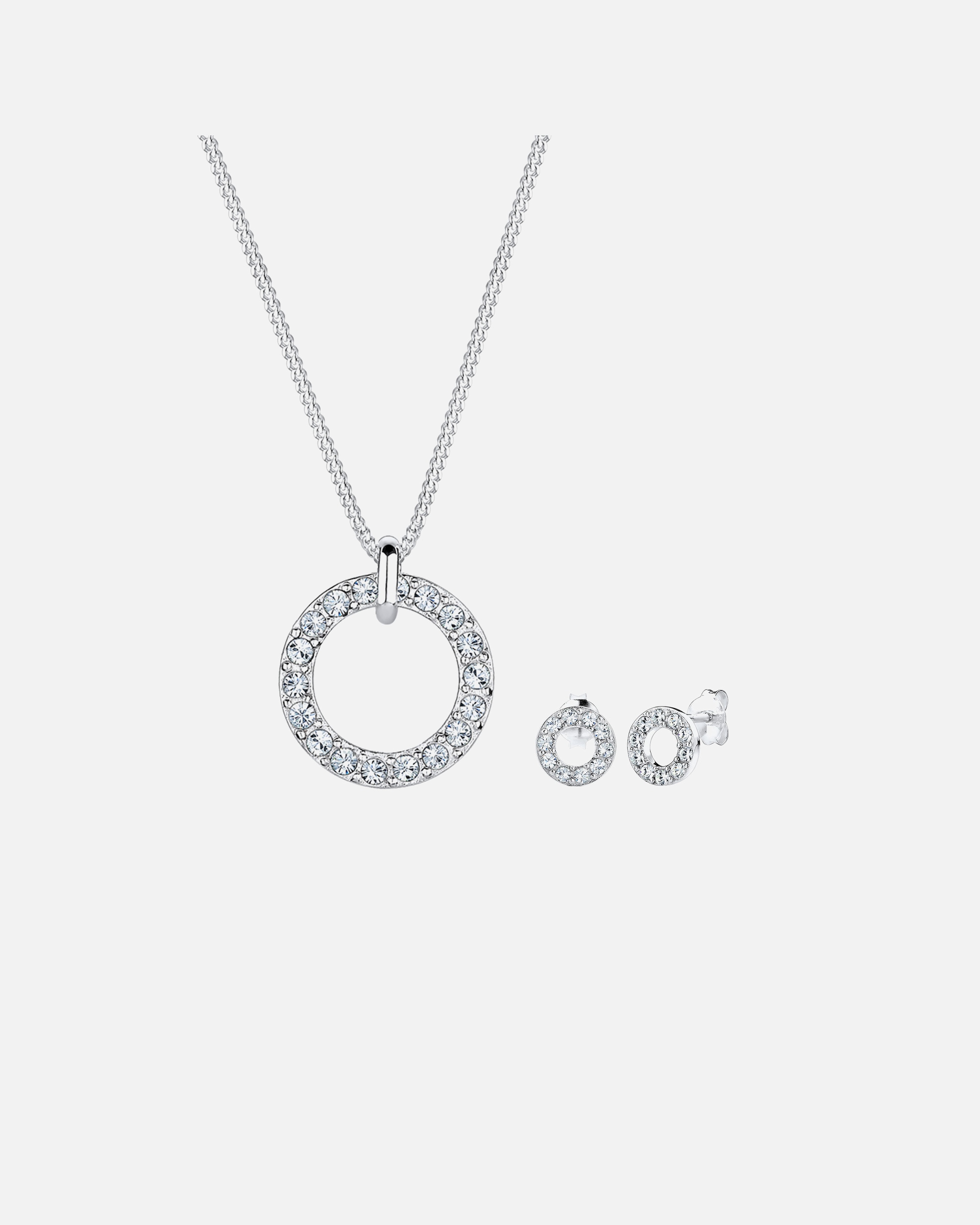 Ozdoby dla Kobieta Elli Damski wisior Sparkling Geo Set zestaw kolczyki wkrętki z kryształami w srebrze 925 sterling silver silberfarben