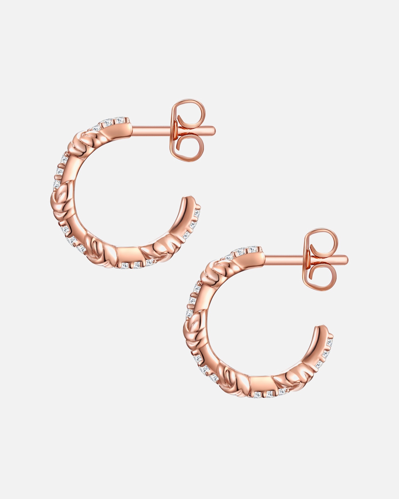 Kolczyki dla Kobieta Glanzstücke München Srebrne kolczyki kreole srebro wysokiej próby Cyrkonia różowe złoto 13,8 mm