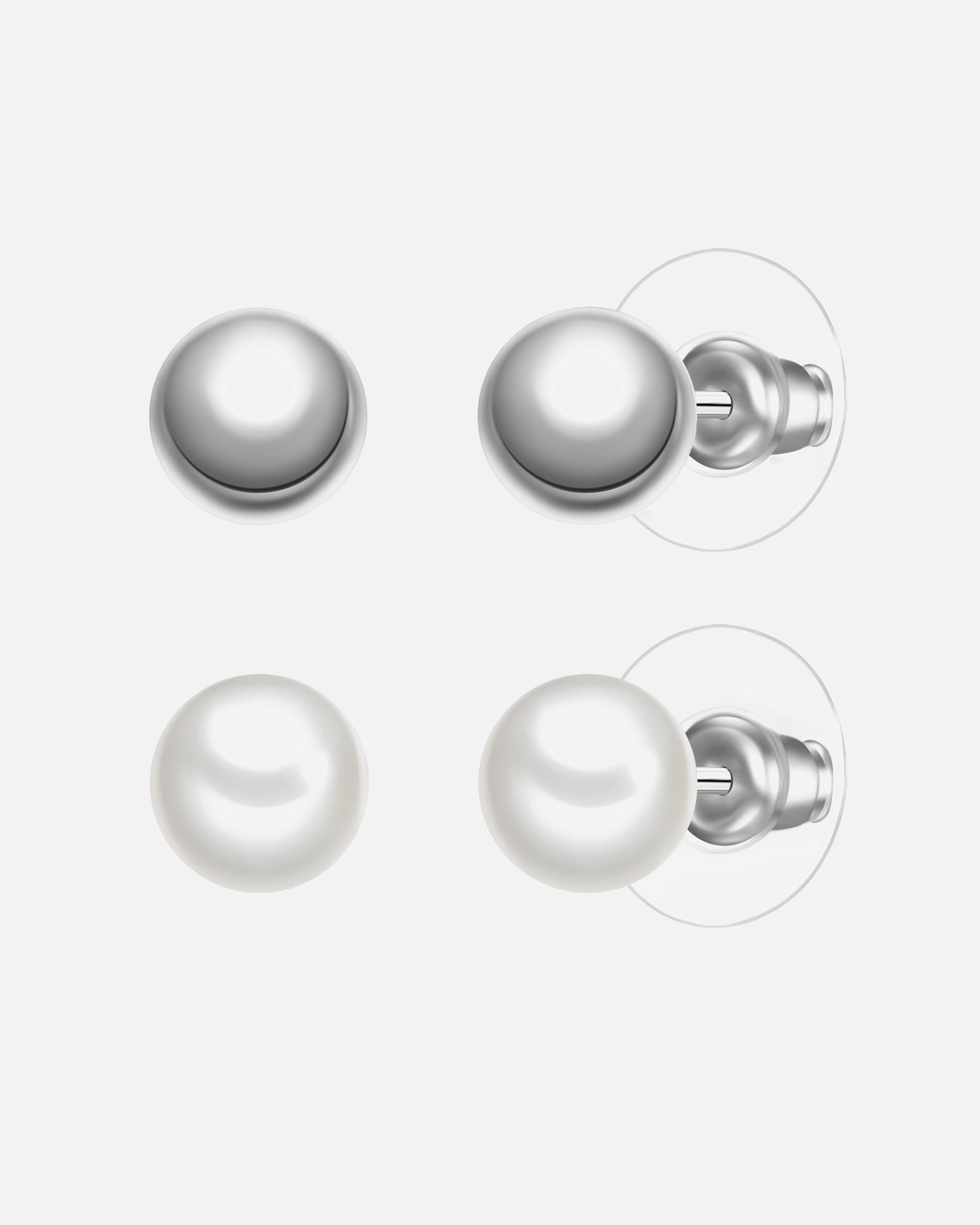 Ozdoby dla Kobieta Yokoamii Komplet (2 kolczyki) z Stop metali w Srebrny 8,0/8,0 mm