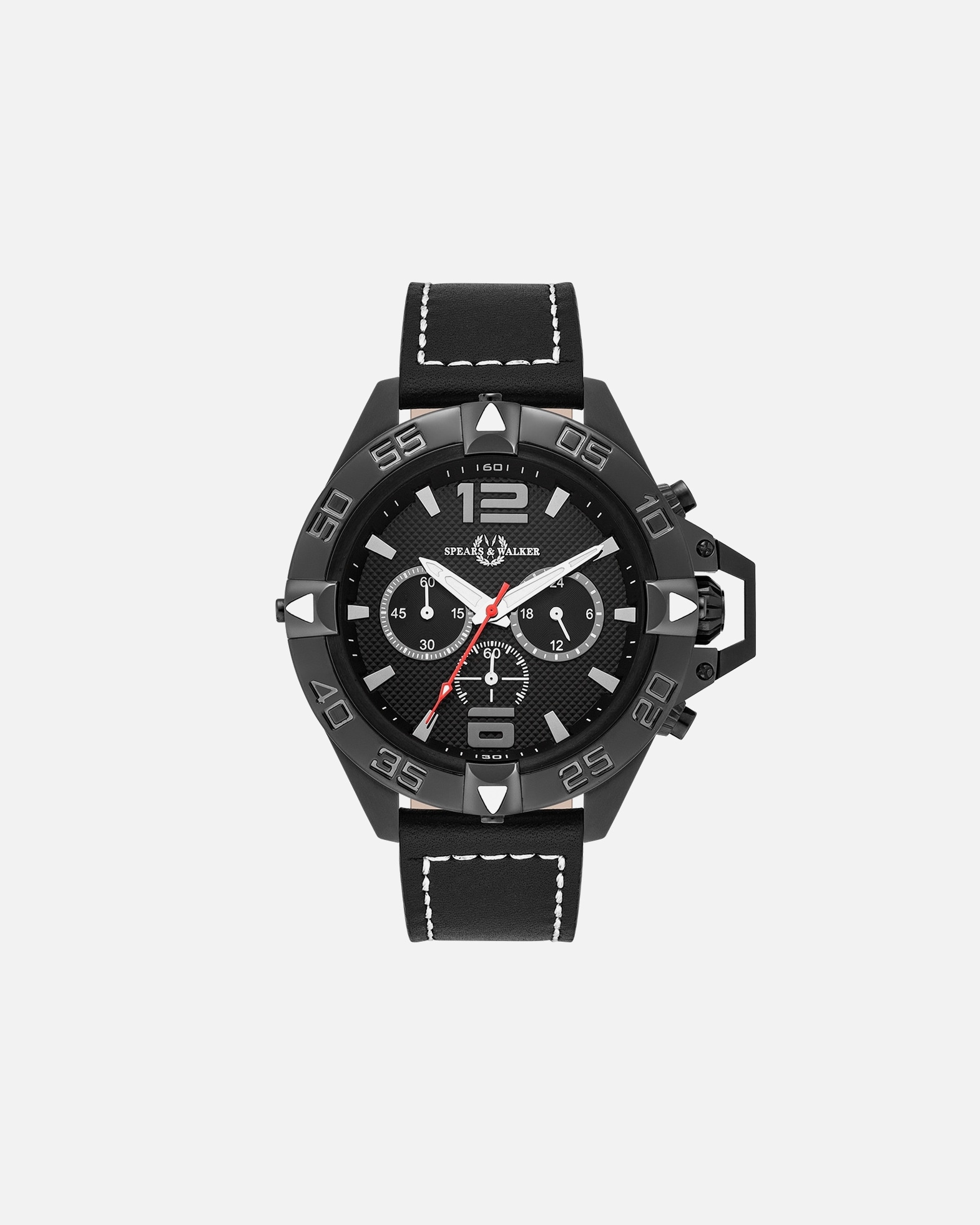 Zegar dla Mężczyzna Spears & Walker Zegarek kwarcowy Varus II Czarny Skóra naturalna Czarny 50,0 mm