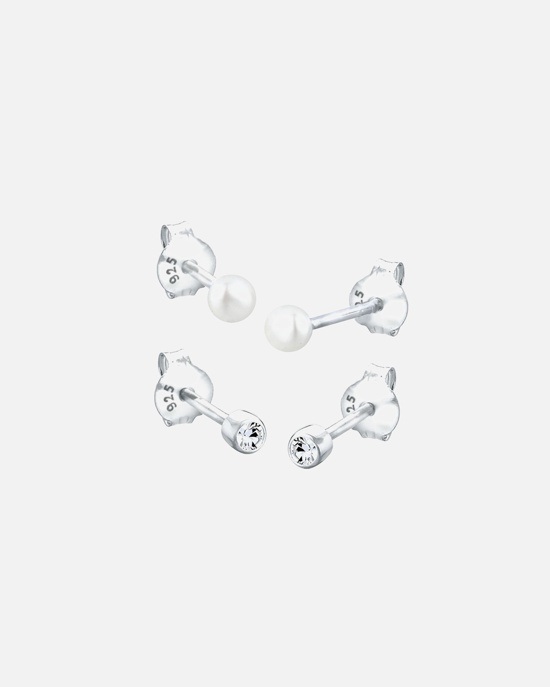 Kolczyki dla Kobieta Elli Damskie kolczyki sztyfty Basic z perłą hodowlana słodkowodną i kryształem w srebrze próby 925 Sterling Silver Biała