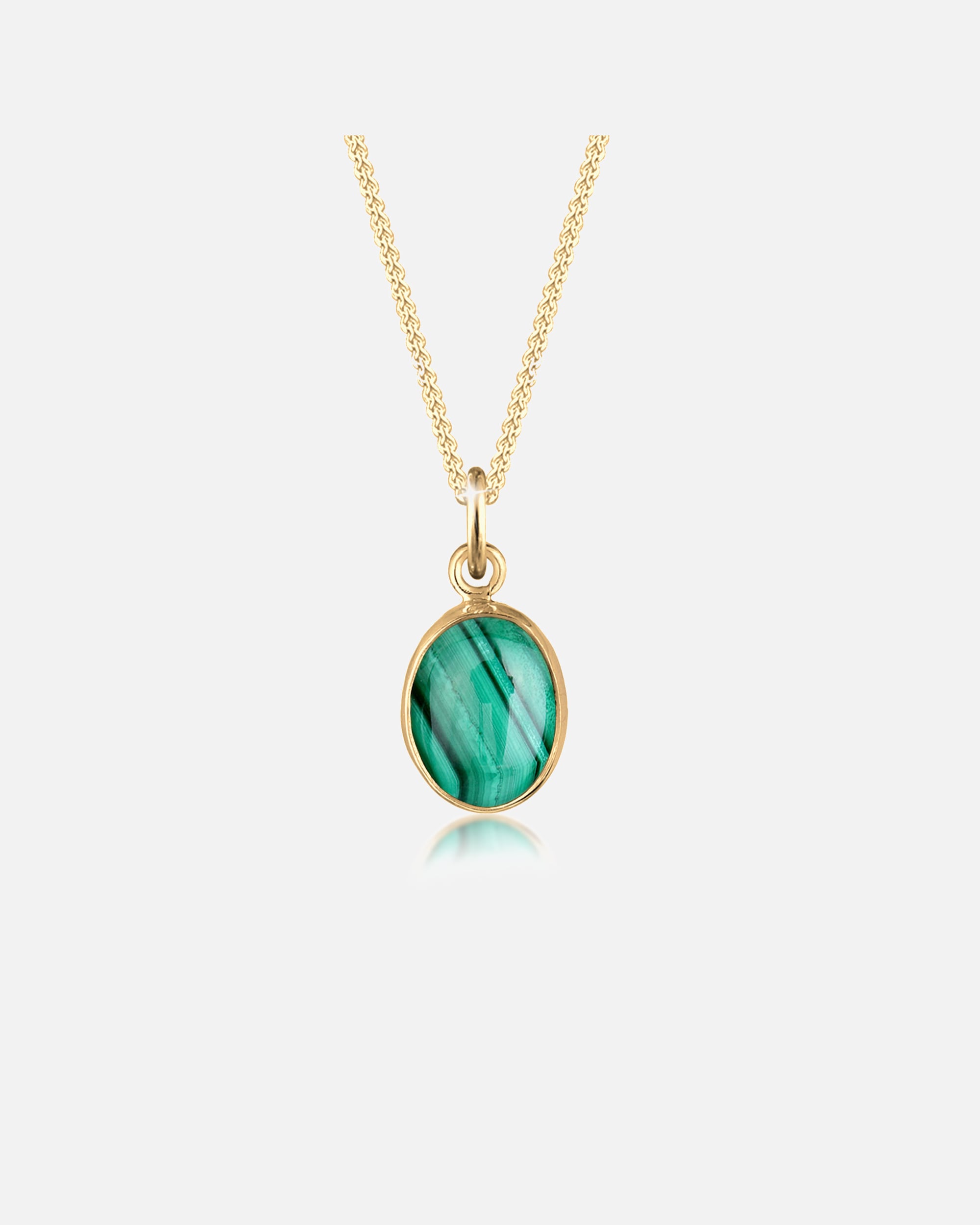 Naszyjnik dla Kobieta Elli Damski wisior z kamieniami szlachetnymi z malachitem w srebrze próby 925 Sterling Silver goldfarben