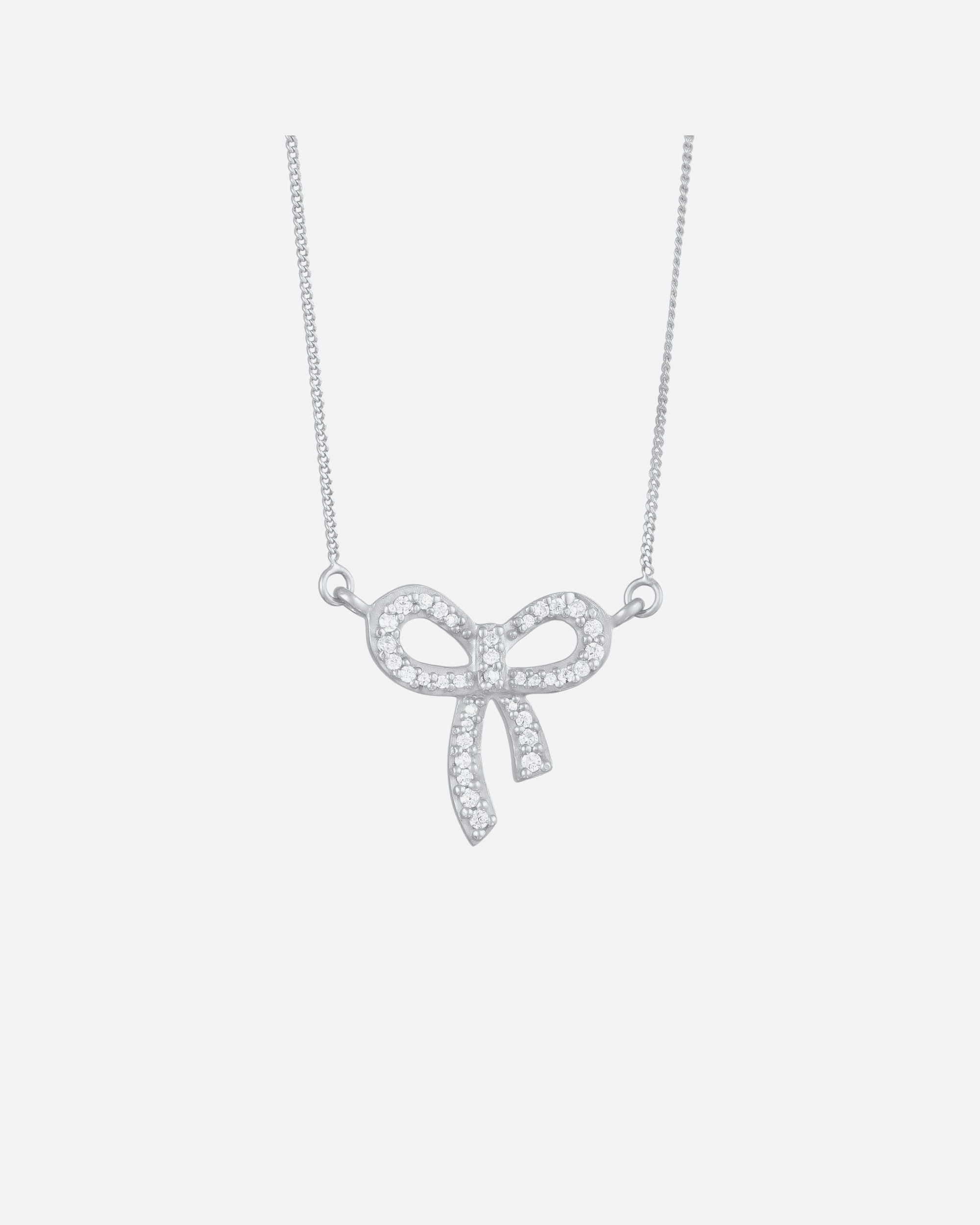 Naszyjnik dla Kobieta Elli Damski wisiorek kokarda z cyrkoniami ze srebra próby 925 45