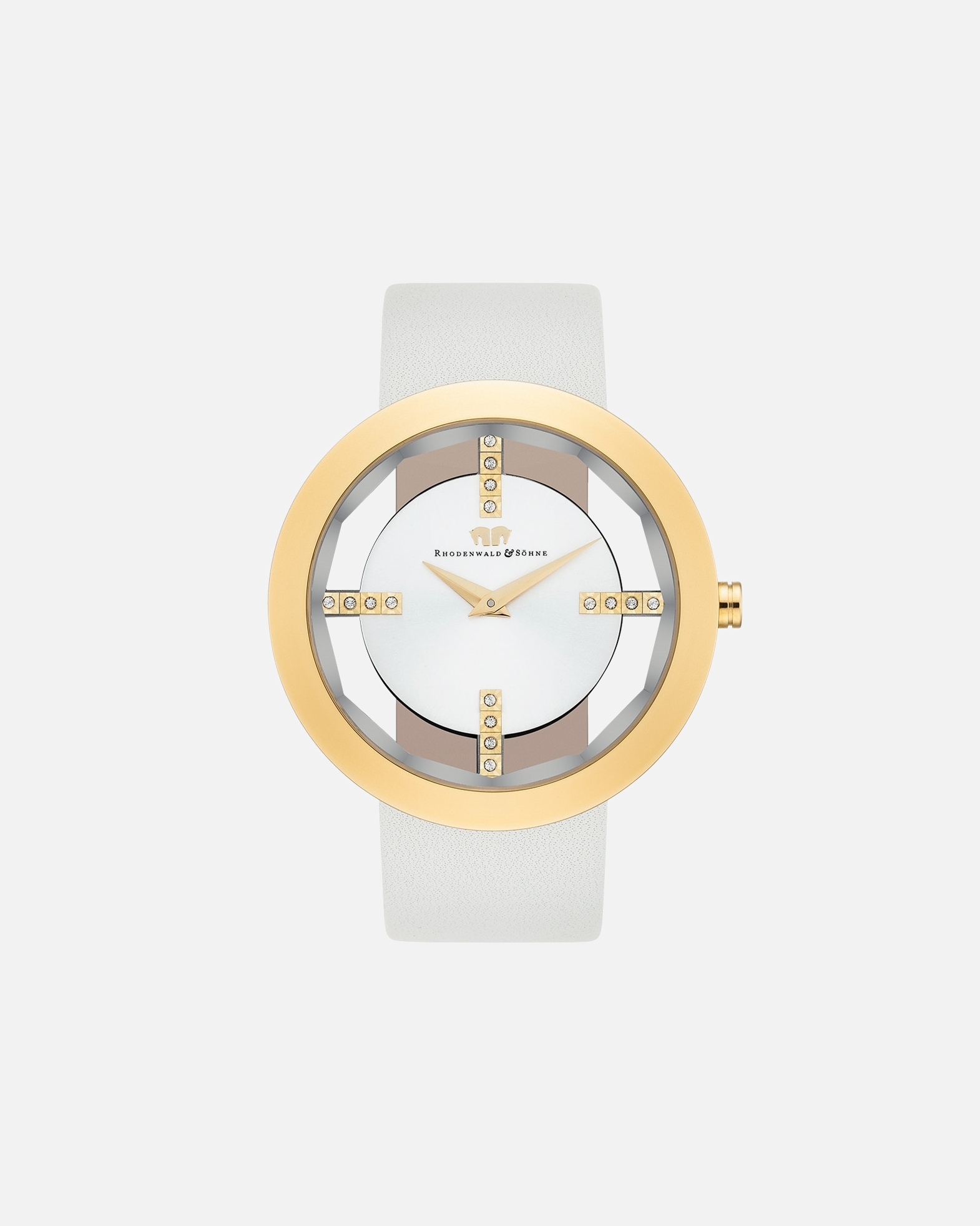 Zegar dla Kobieta Rhodenwald & Söhne Zegarek kwarcowy Lucrezia żółte złoto Skóra naturalna Kremowy 42,0 mm