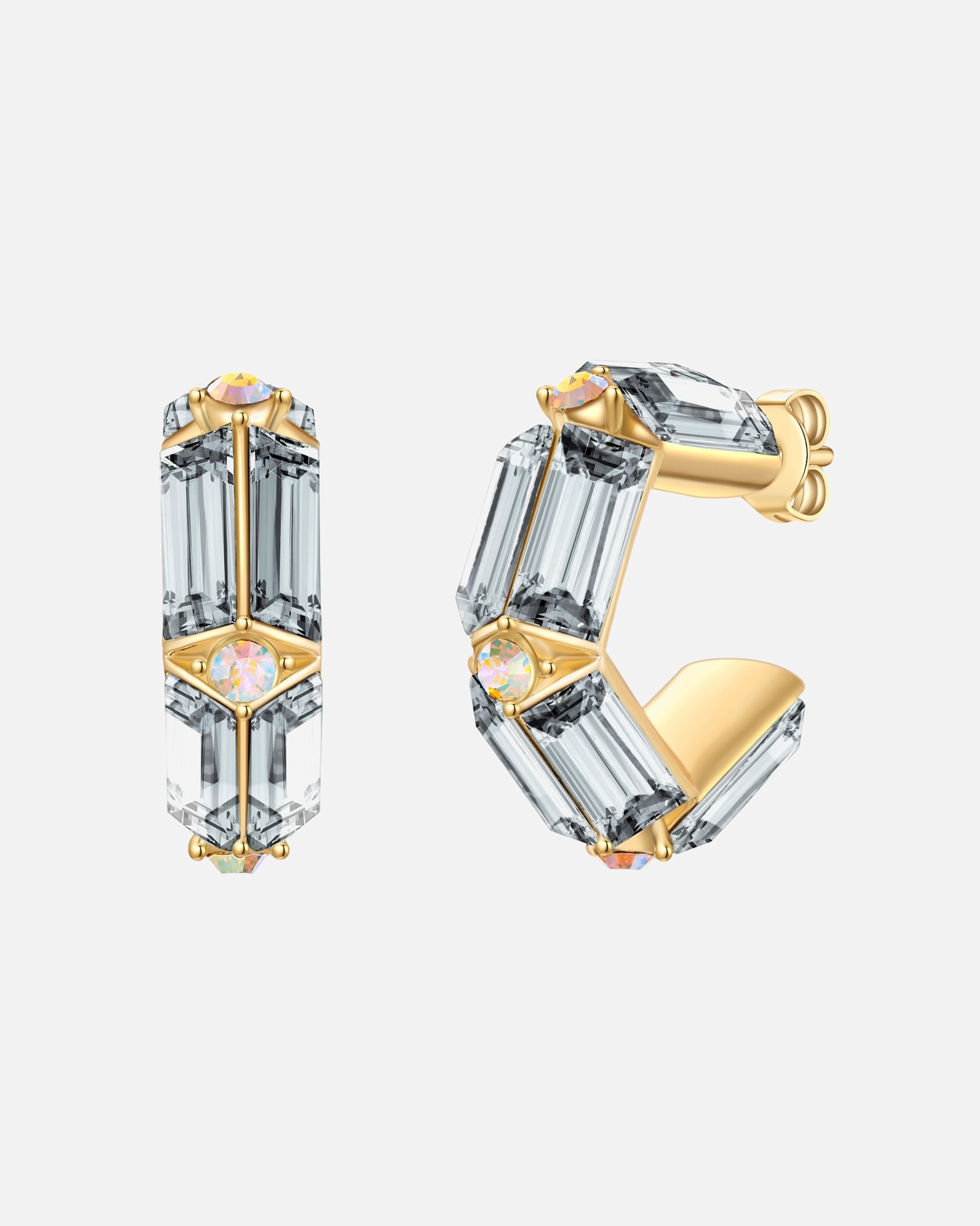 Obrączki dla Kobieta Yokoamii Kolczyki kola z pozlacanej metalowej stopu z krysztalem szklanym 16,8 mm