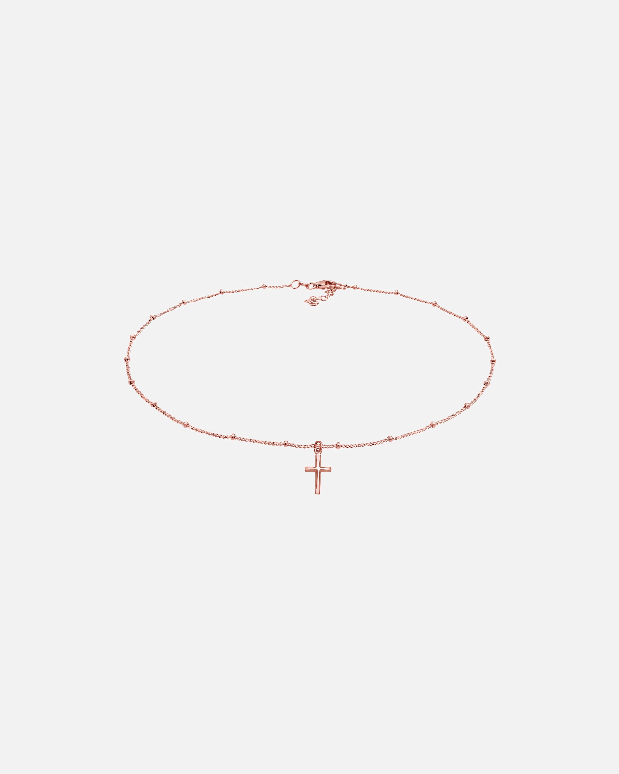 Naszyjnik dla Kobieta Choker damski kulkowy Krzyż Wiary Podstawowy ze srebra próby 925 Sterling Silver rosefarben