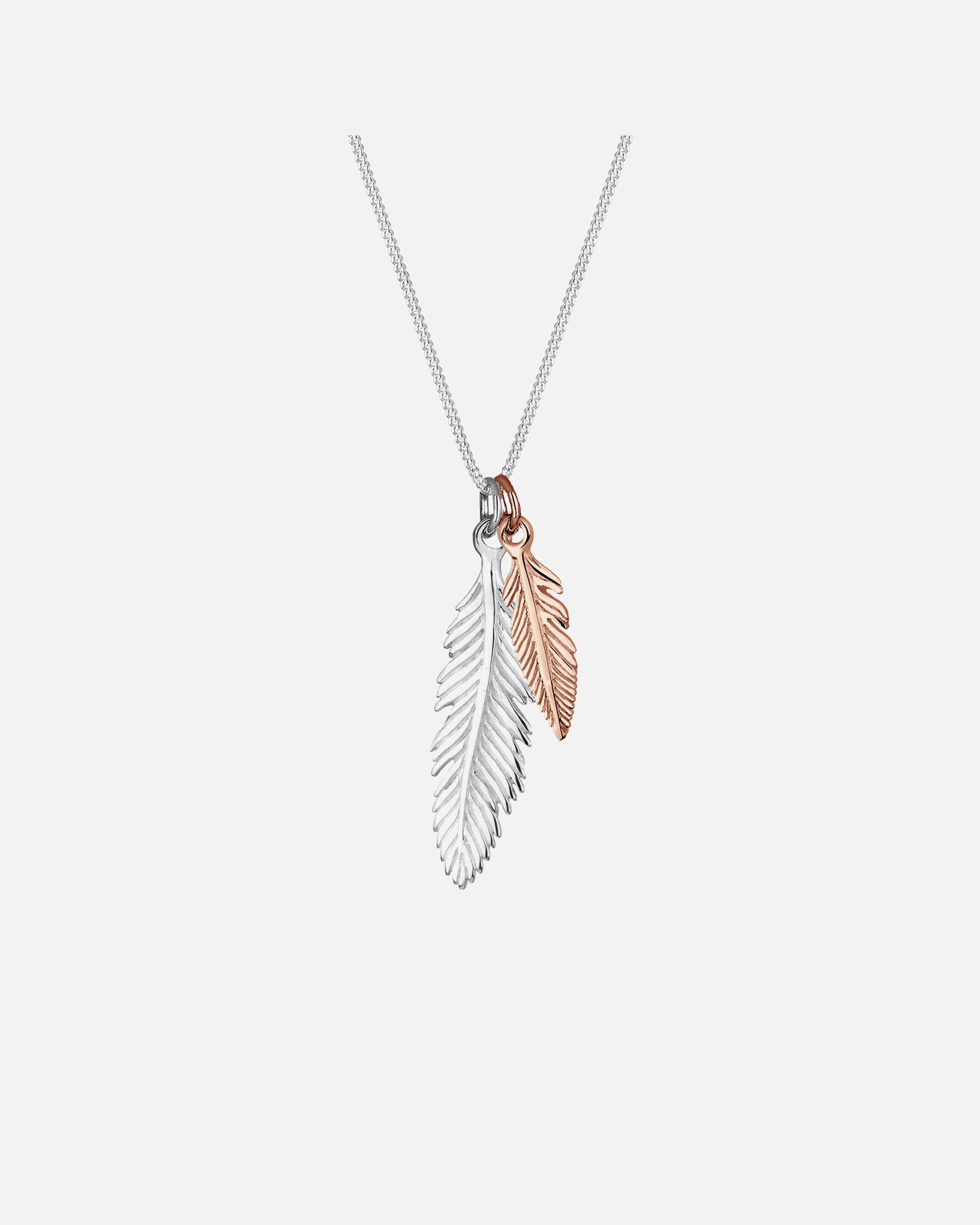 Naszyjnik dla Kobieta Elli Damski pióro wisiorek Boho Look Trend dwukolorowy ze srebra próby 925 Sterling Silver 45