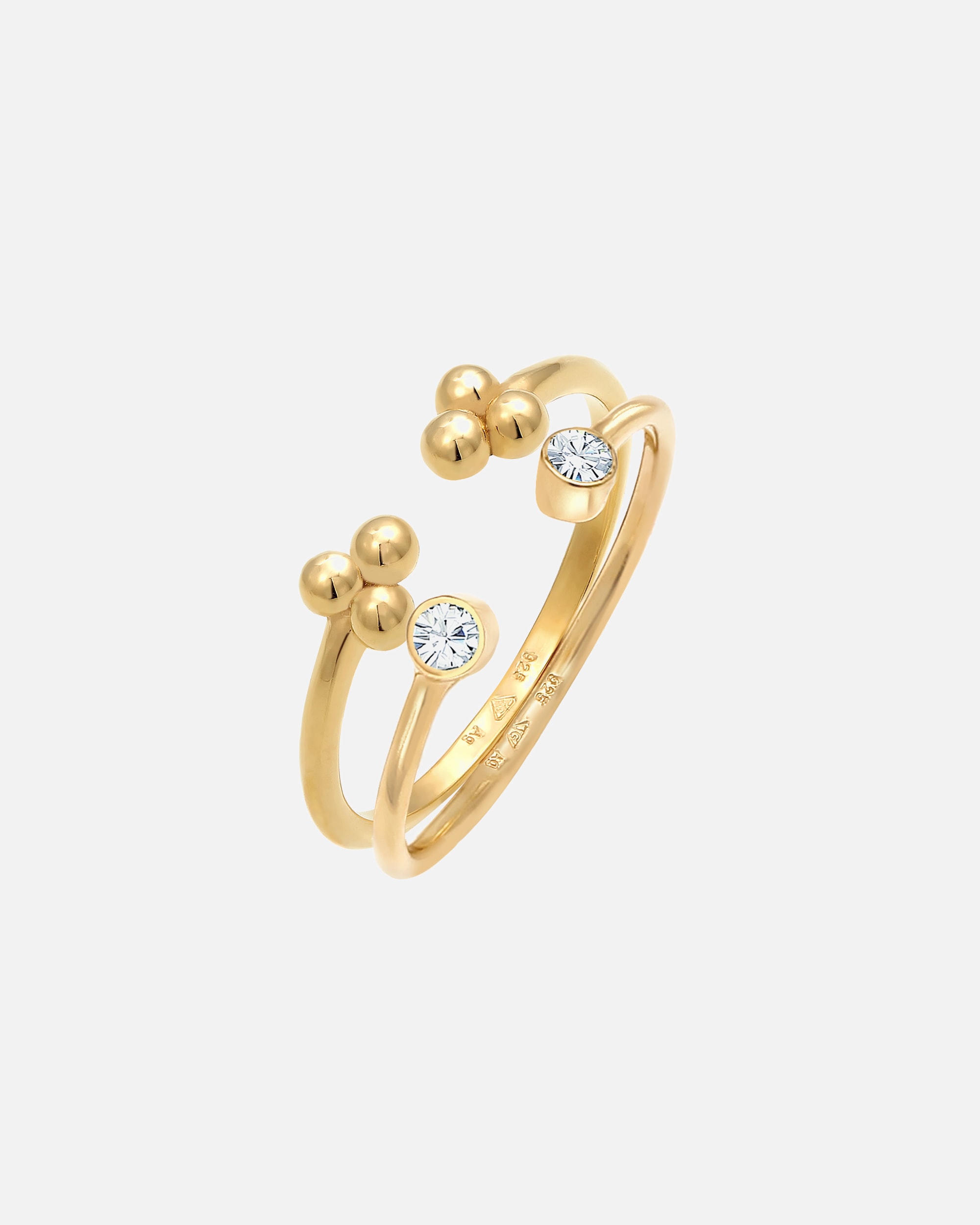 Pierścionek dla Kobieta Elli Damski zestaw kule otwarty Ball Design z kryształami w srebrze próby 925 sterling silver goldfarben