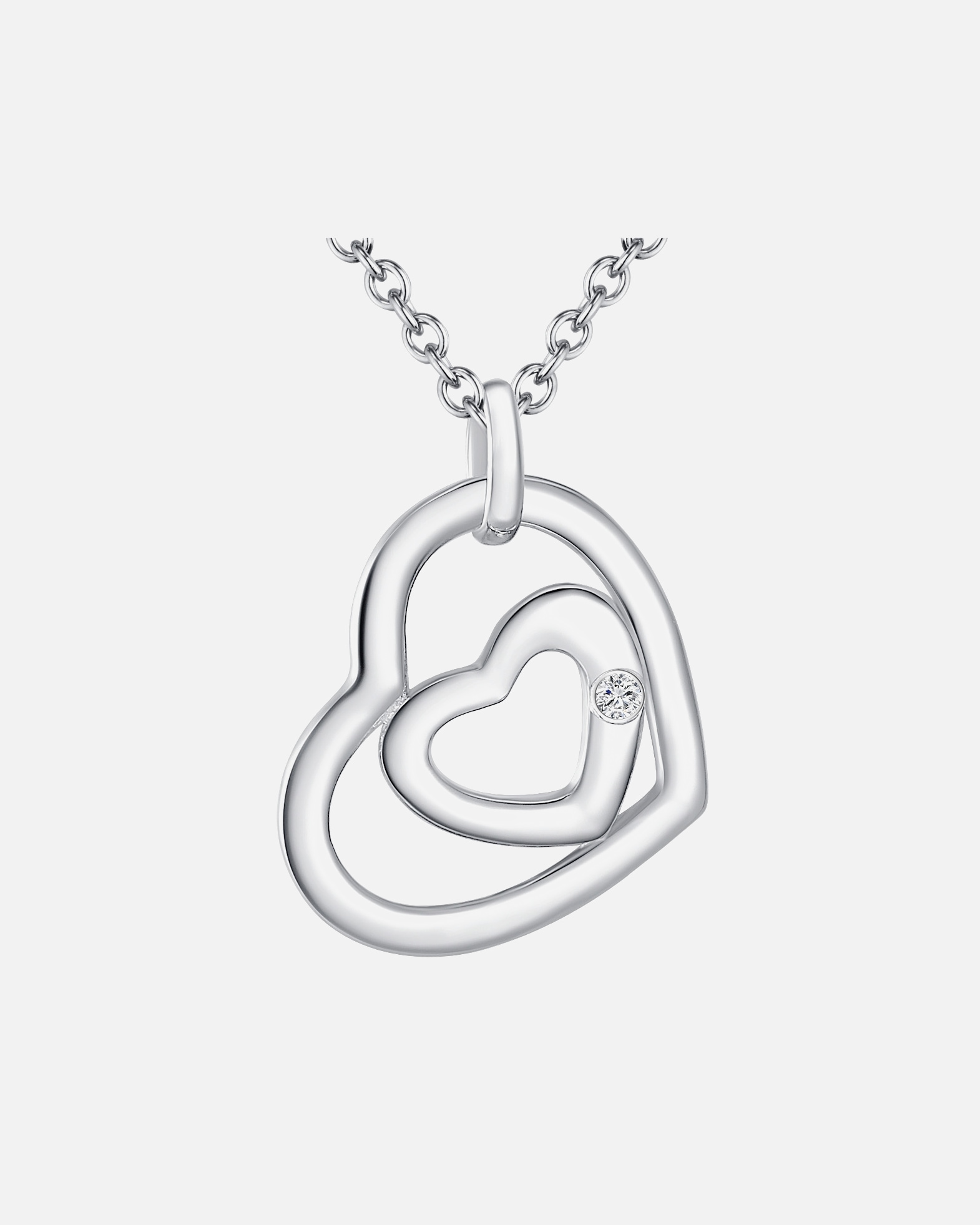 Naszyjnik dla Kobieta Serce Srebro wysokiej pr óby Brylant 40 cm + 5 cm