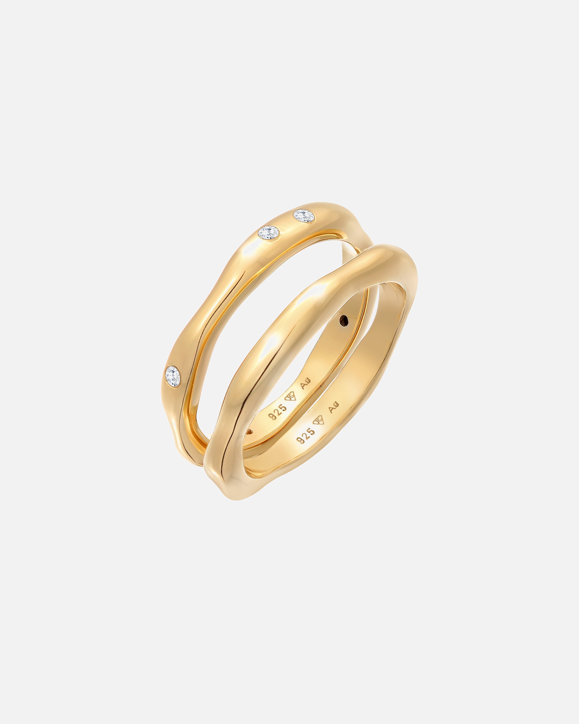 Pierścionek dla Kobieta Elli Damska obrączka zestaw 2 częściowy Basic z kryształami cyrkonii w srebrze próby 925 Sterling Silver 54