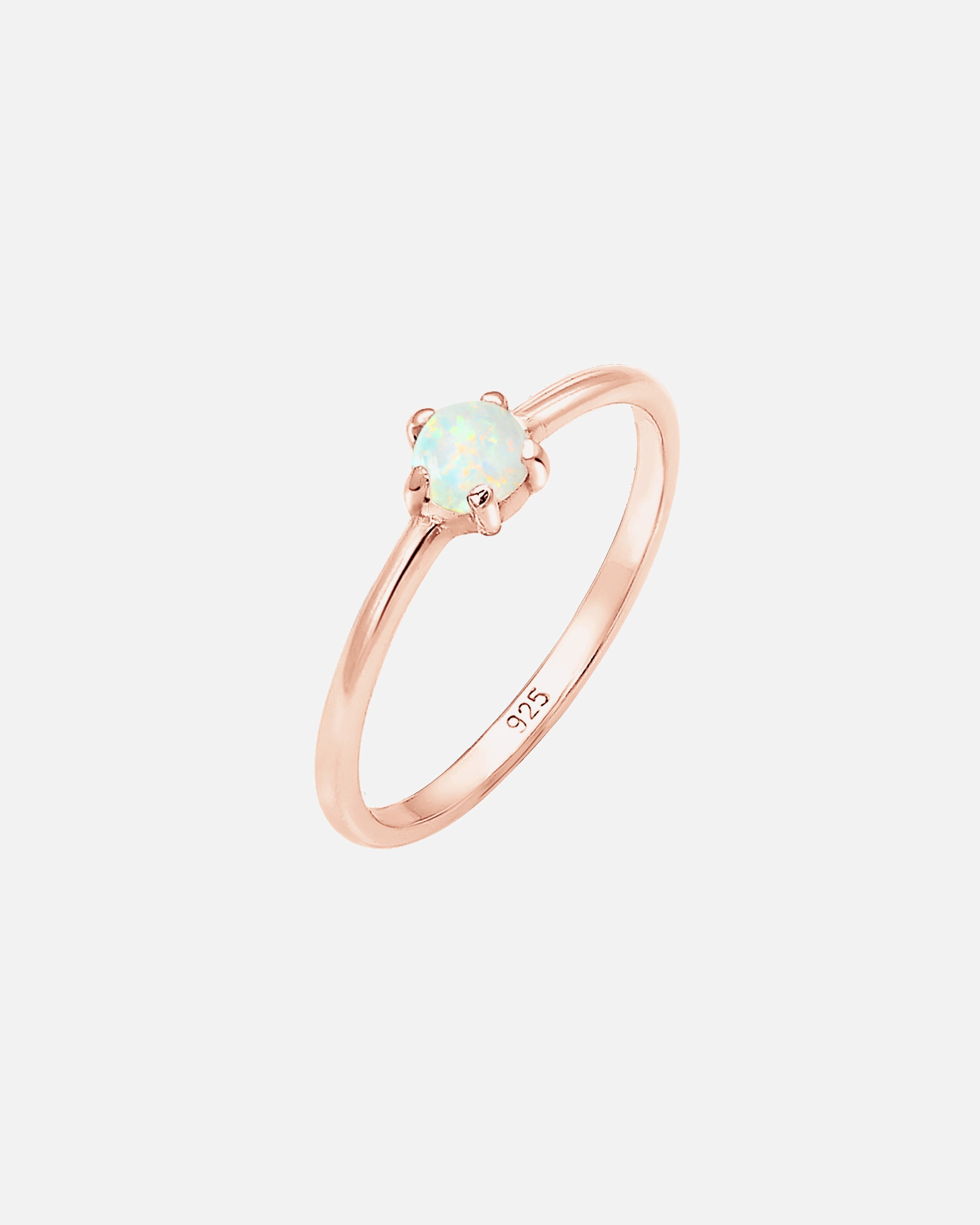 Pierścionek dla Kobieta Elli Damska obrączka Basic Geo z syntetycznym opalem w srebrze próby 925 Sterling Silver 54