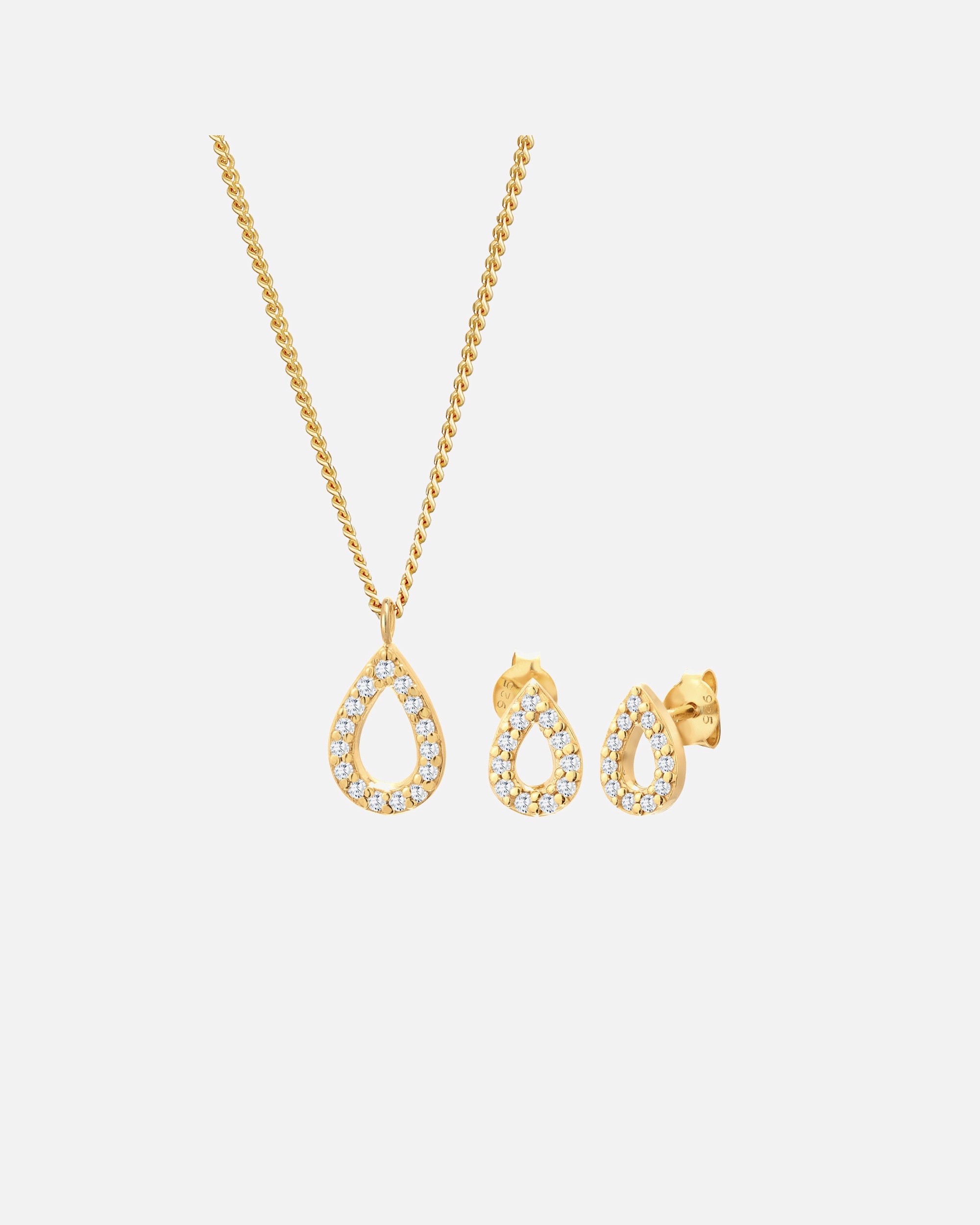 Ozdoby dla Kobieta Elli Damskie kolczyki sztyfty z zawieszką kroplą, mieniące się kryształami cyrkonii w srebrze próby 925 Sterling Silver golfarben