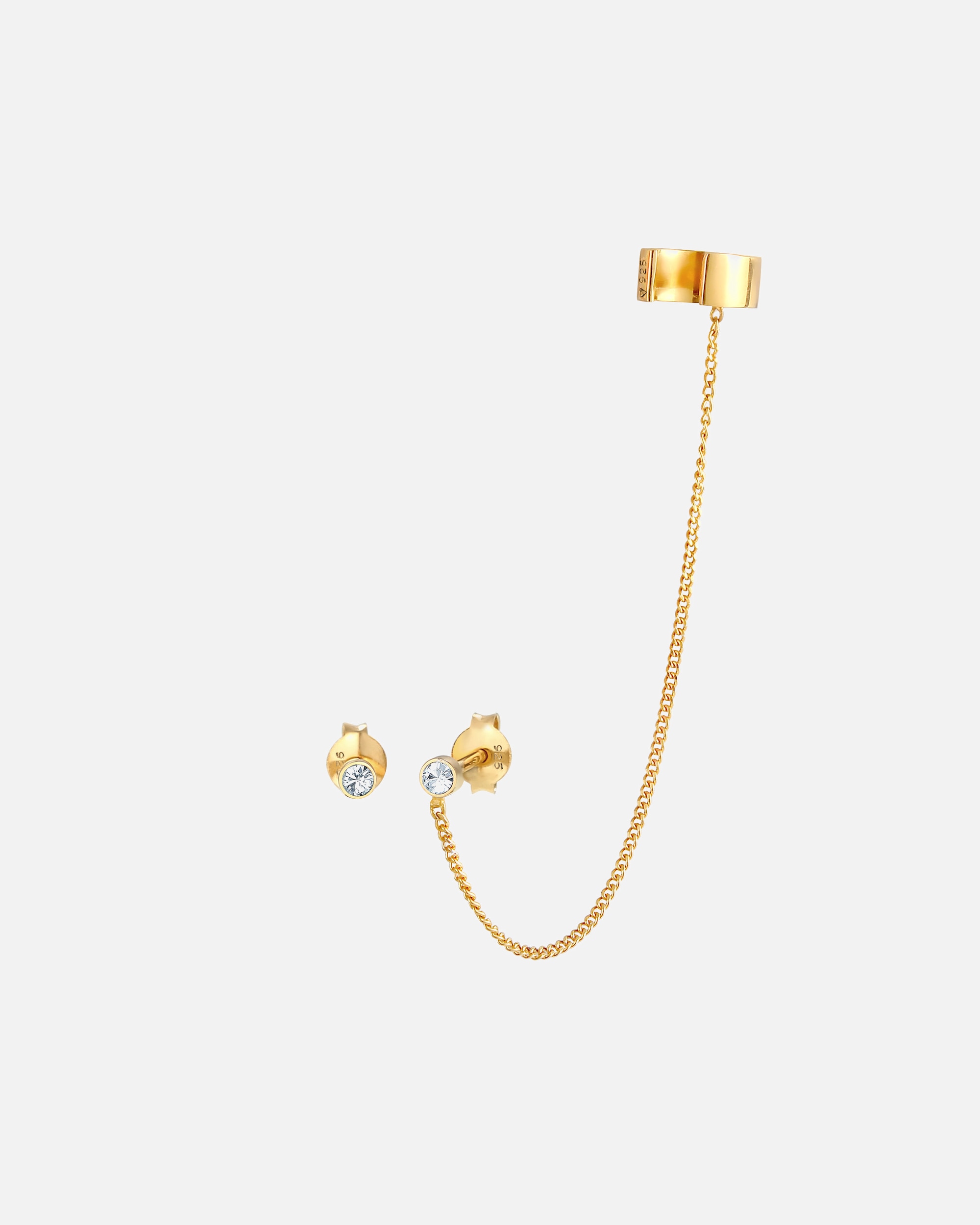 Kolczyki dla Kobieta Elli Panie Earcuff Plug Round Trend z kryształami w 925 sterling silver goldfarben