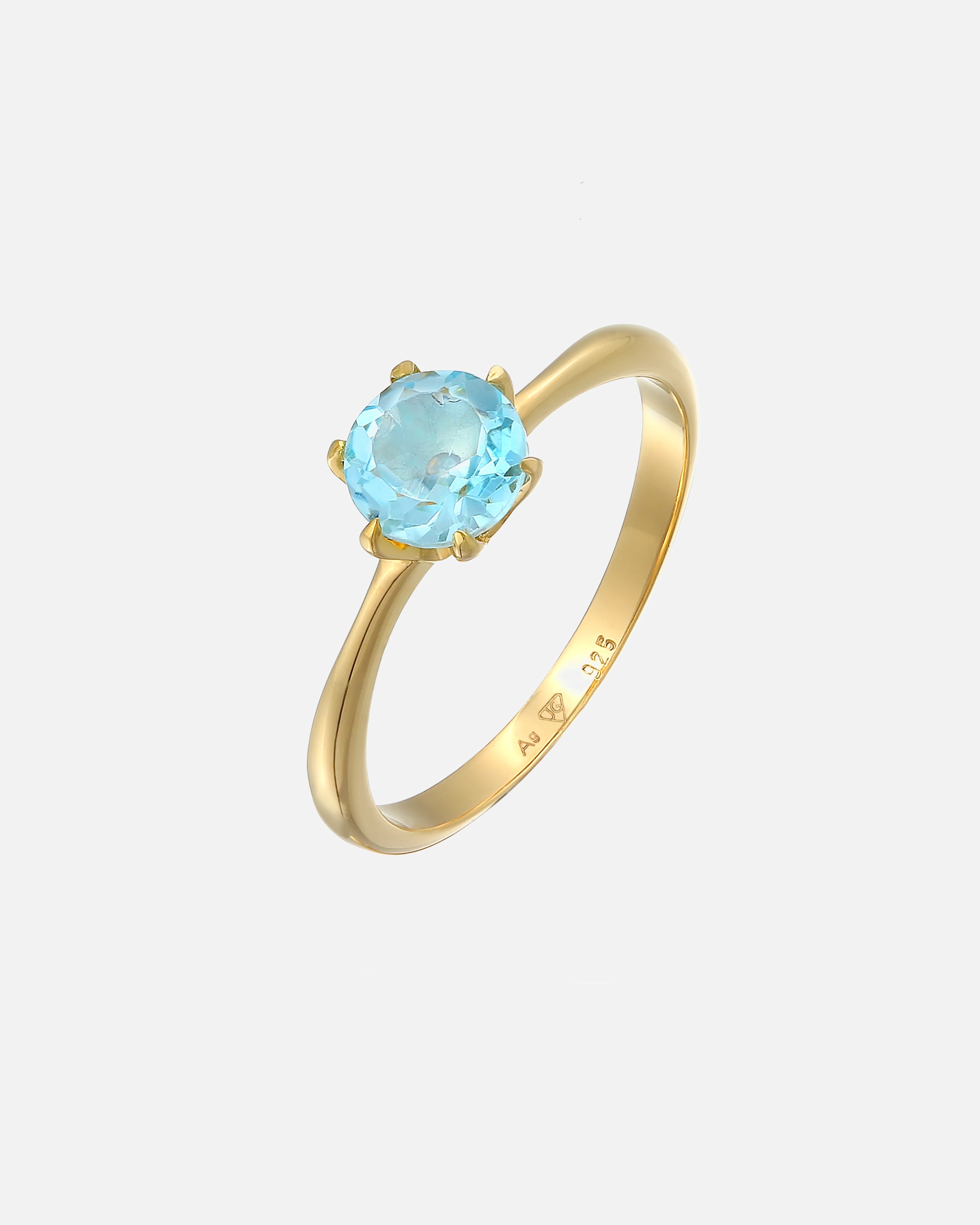 Pierścionek dla Kobieta Elli PREMIUM Damski Soliter Basic z topazem w pozłacanym srebrze próby 925 Sterling Silver 58