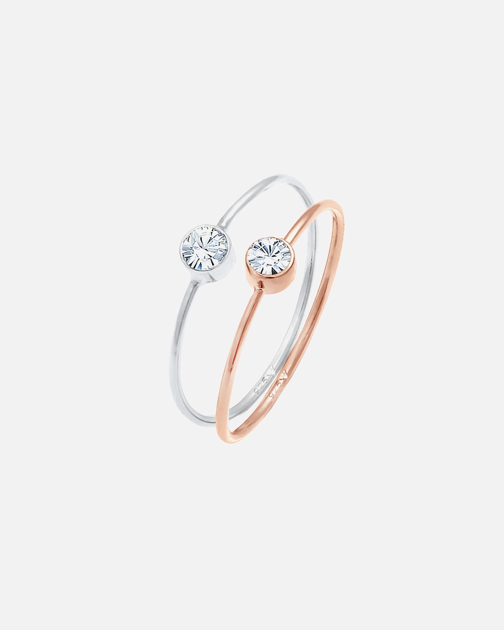 Pierścionek dla Kobieta Elli Damski pierścionek do łączenia 2 części soliter Basic Bi-color w pozłacanym srebrze 925 Sterling Silver 44