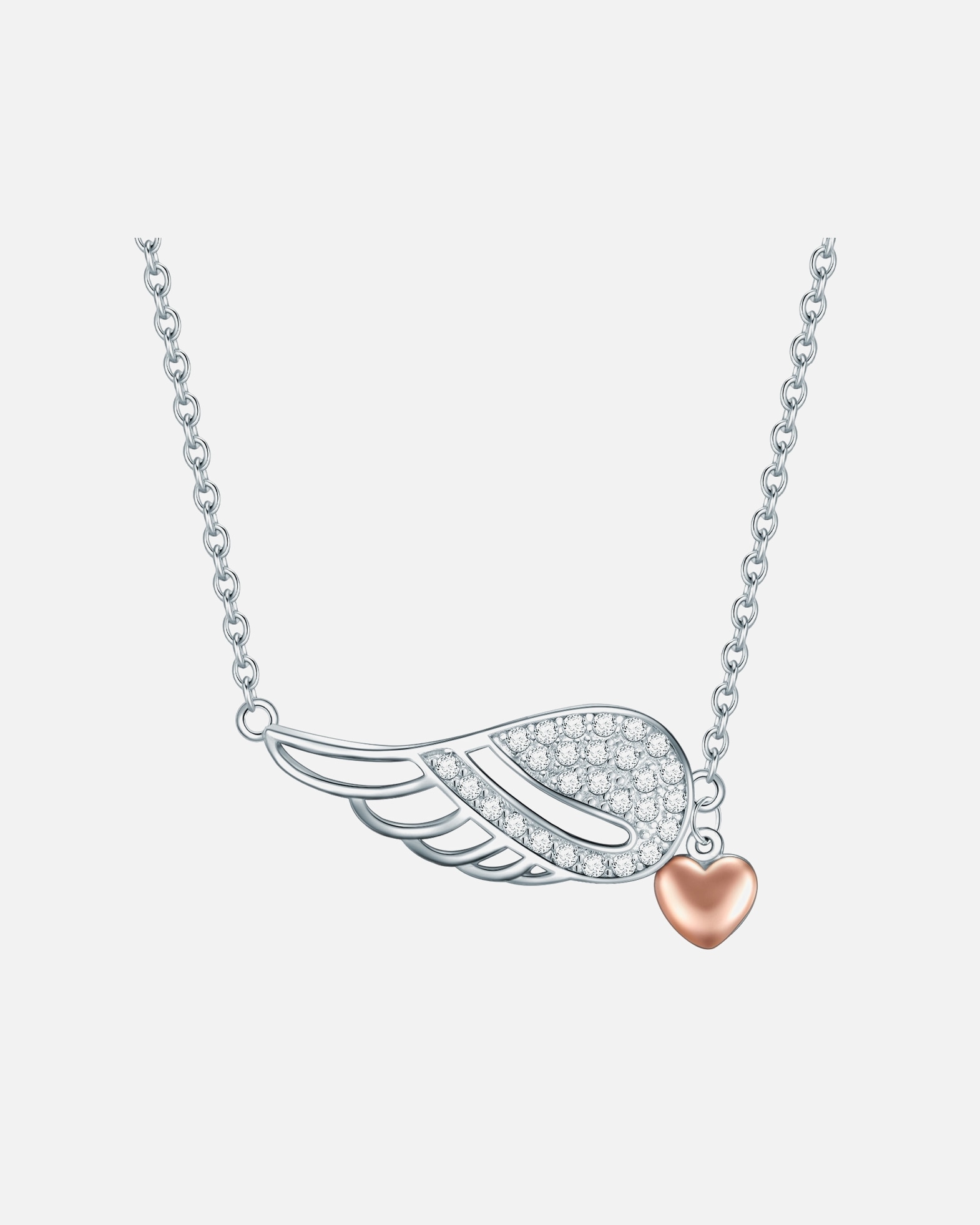 Naszyjnik dla Kobieta Rafaela Donata Naszyjnik srebrny Serce/skrzydło srebro wysokiej próby Cyrkonia srebro/różowe złoto 42,0 cm Basiskette + 7,0 cm Verlängerung