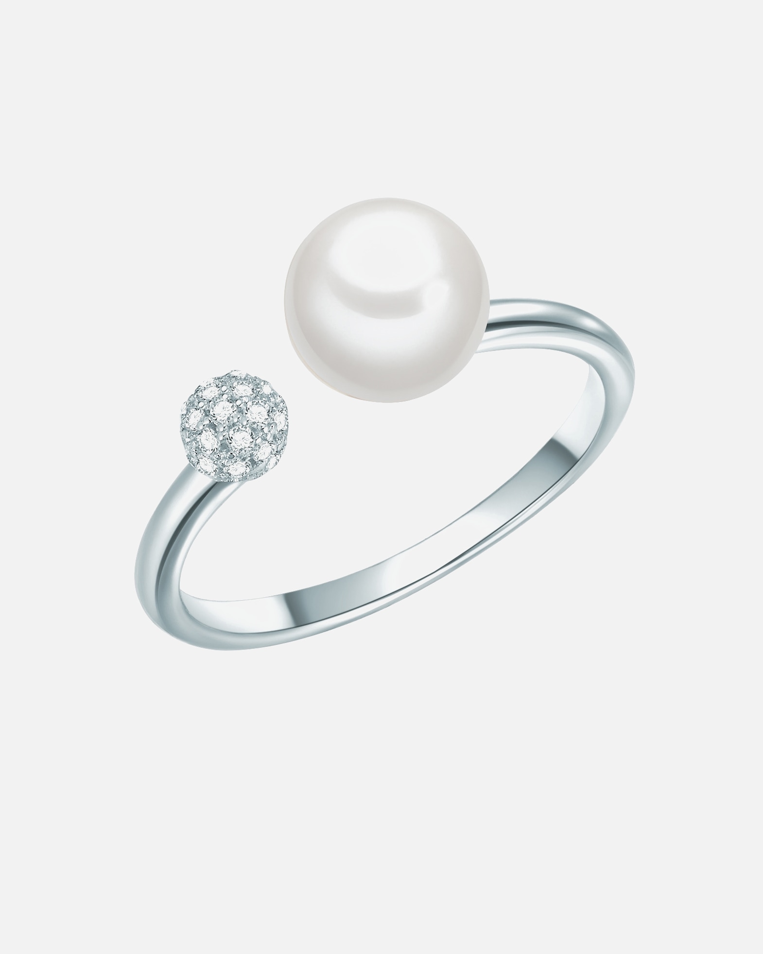 Pierścionek dla Kobieta Srebrny pierścionek srebro wysokiej próby Cyrkonia Perła hodowlana słodkowodna srebrny 54