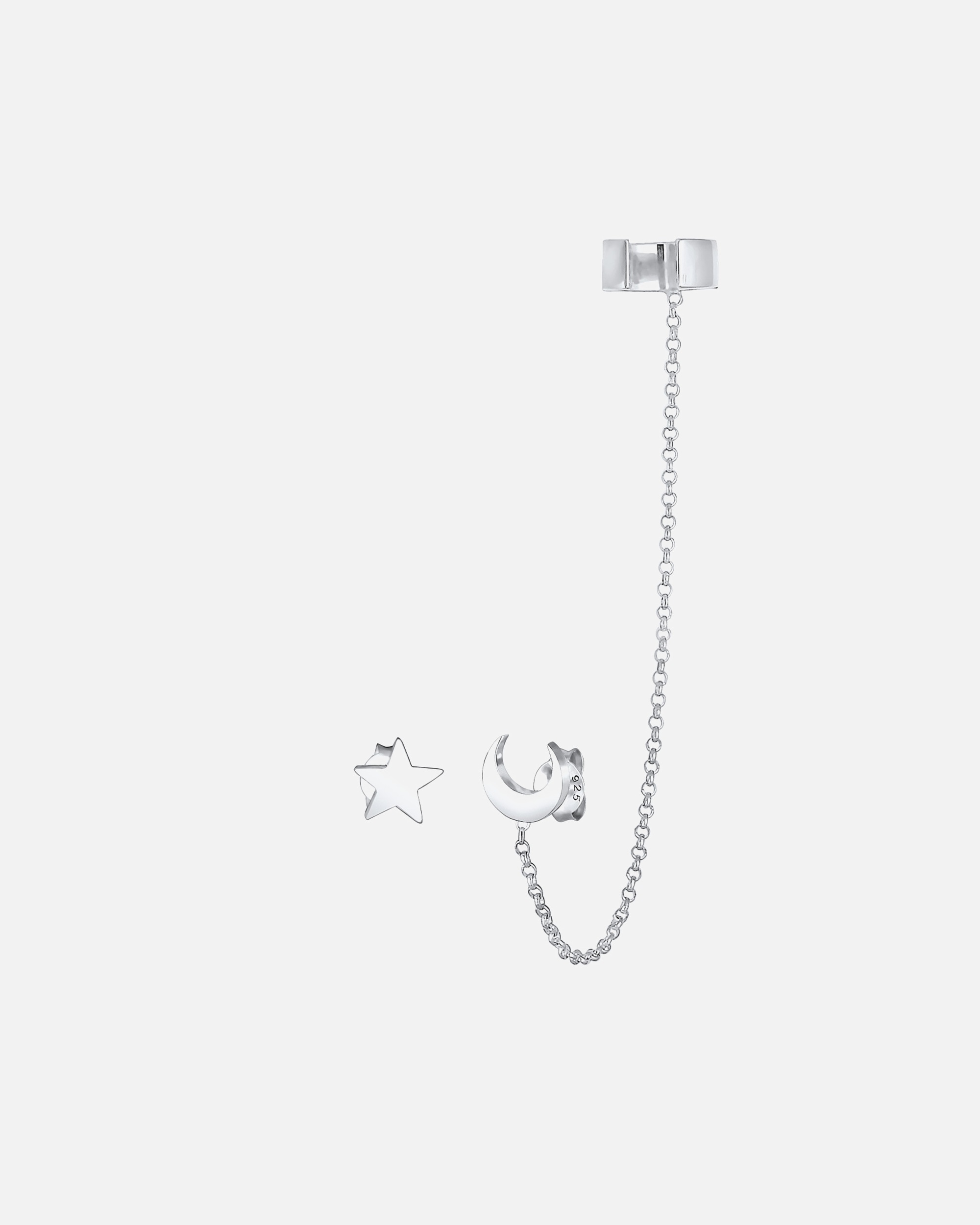 Kolczyki dla Kobieta Elli Damska nausznica wkrętka Astro Gwiazdy Półksiężyc w srebrze 925 Sterling Silver silberfarben