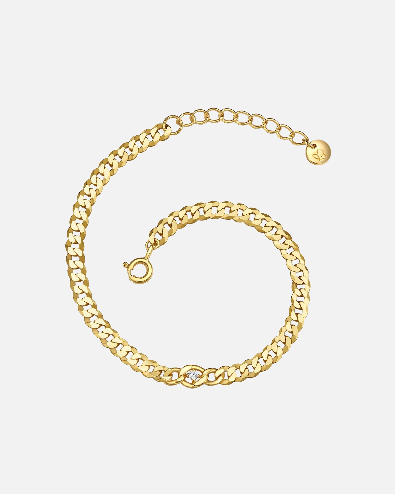 Bransoletka dla Kobieta Srebrna bransoleta srebro wysokiej próby Cyrkonia żółte złoto 15,0 cm Basislänge + 2,5 cm Verlängerung