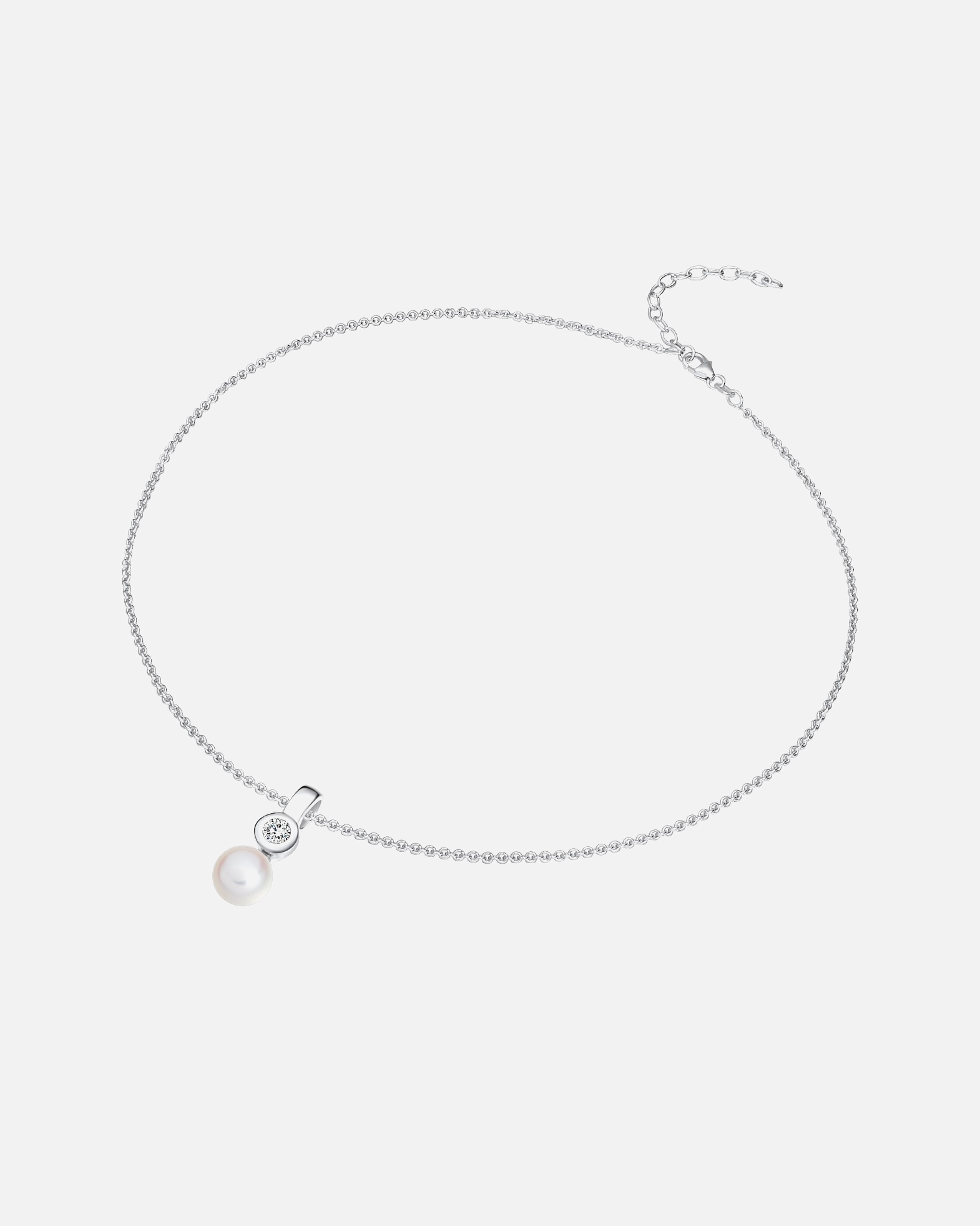 Naszyjnik dla Kobieta Valero Pearls Naszyjnik z pereł srebro wysokiej próby Cyrkonia Perła hodowlana słodkowodna srebrny 42,0 cm Basiskette + 5,0 cm Verlängerung