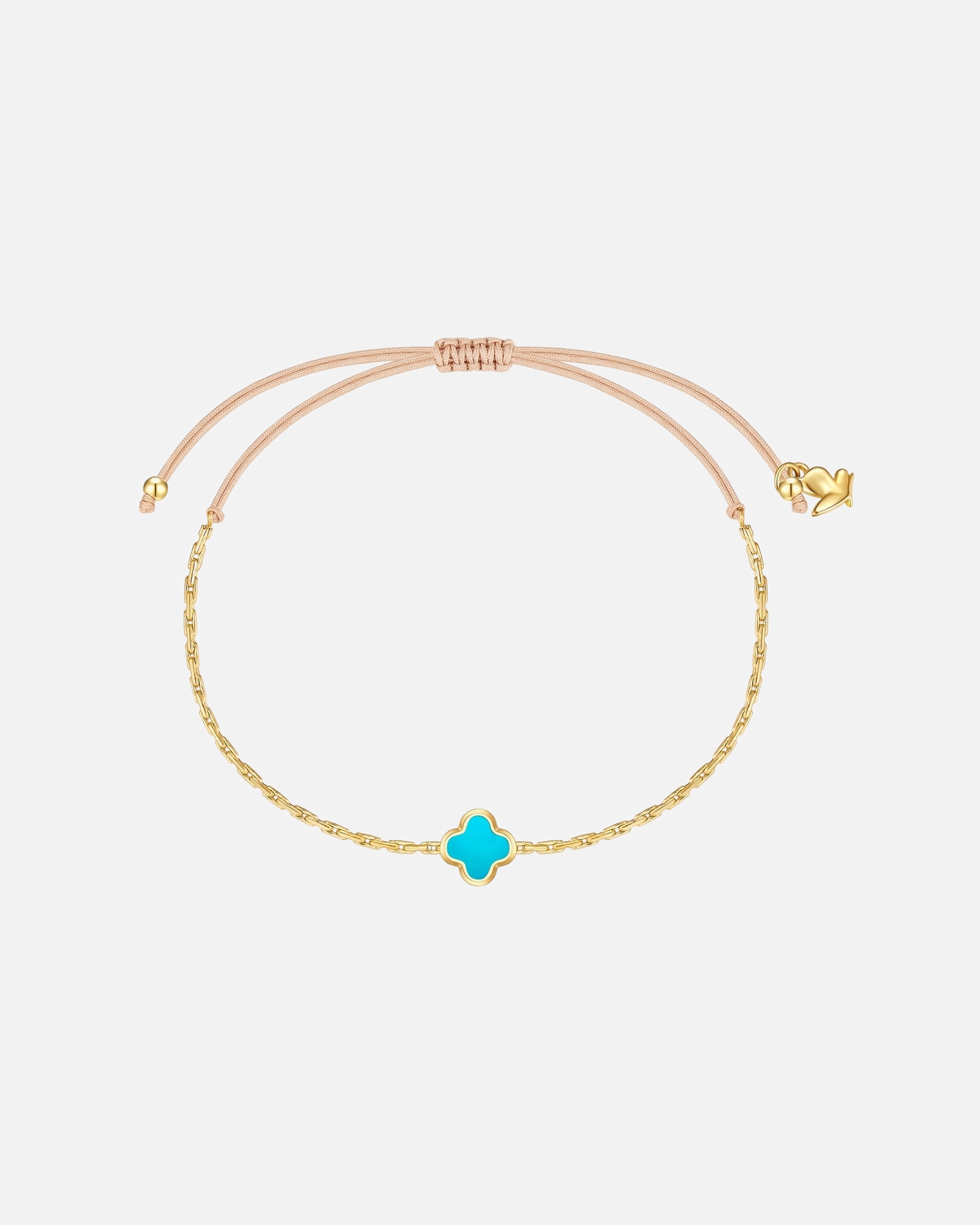 Bransoletka dla Kobieta Glanzstücke München Bransoletka koniczyna ze stali nierdzewnej w zlocie z turkusem (synth.) 15,0 - 22,0 cm, flexibel einstellbar