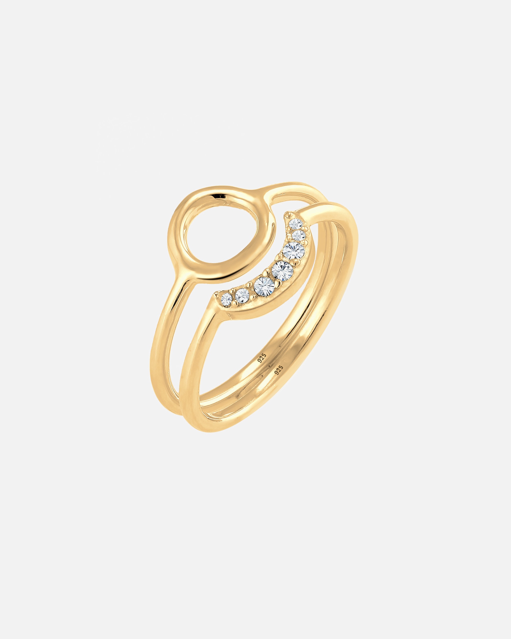 Pierścionek dla Kobieta Elli Damski półksiężyc z kryształkami z pozłacanego srebra próby 925 52