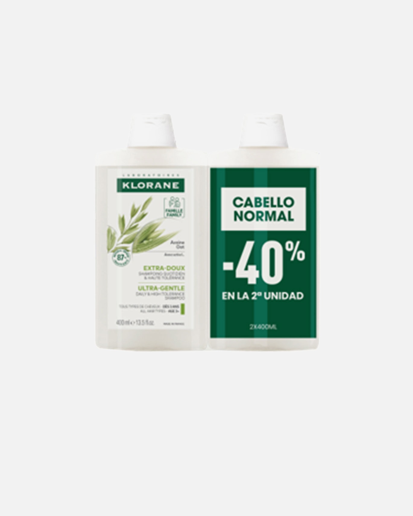 Szampon do włosów dla Unisex Klorane Duet wyjątkowo delikatnych szamponów z mleka owsianego 800 ml