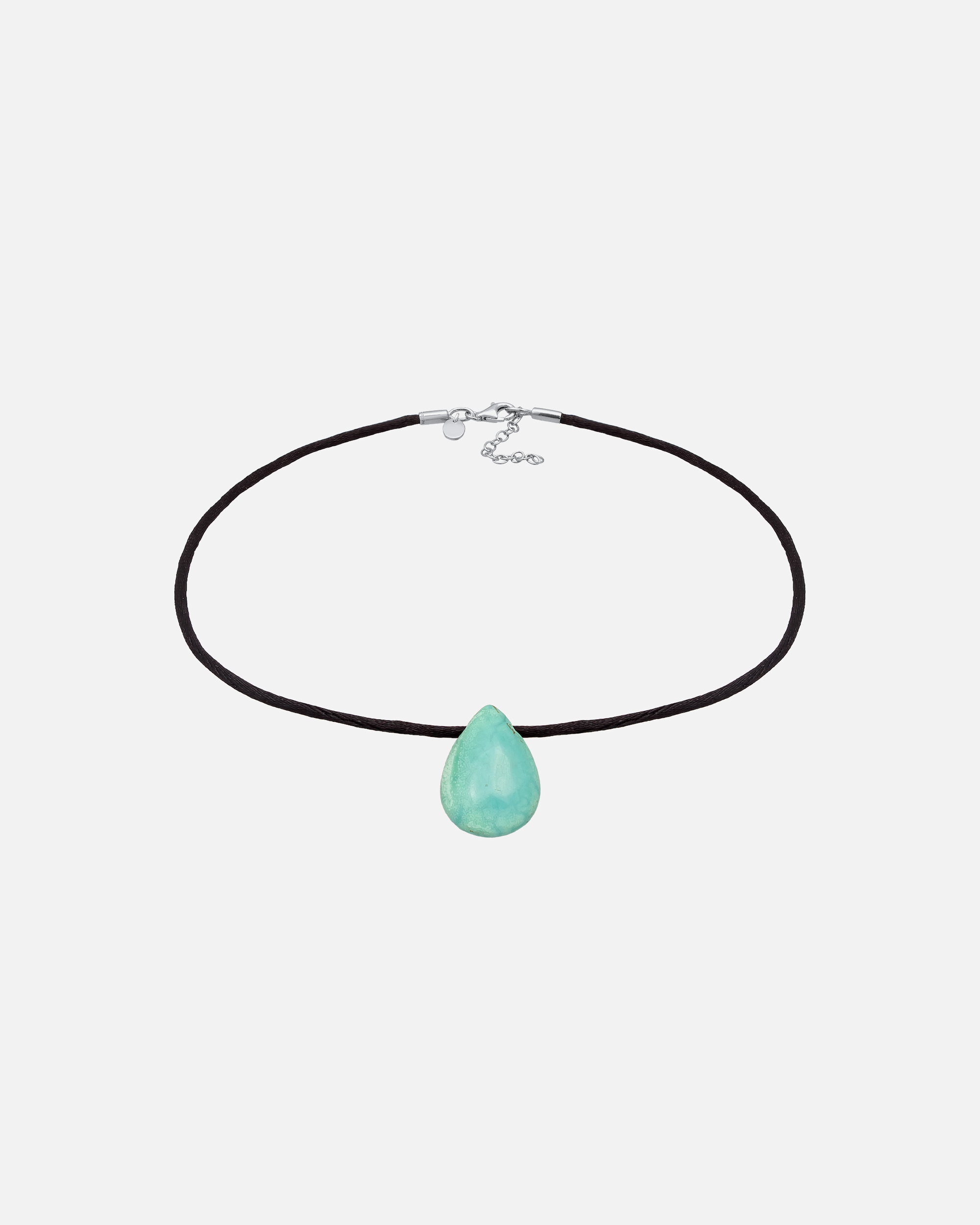 Naszyjnik dla Kobieta Elli PREMIUM Damski wisiorek Choker Drop Satin z turkusowym kamieniem szlachetnym ze srebra próby 925 Sterling Silver 36