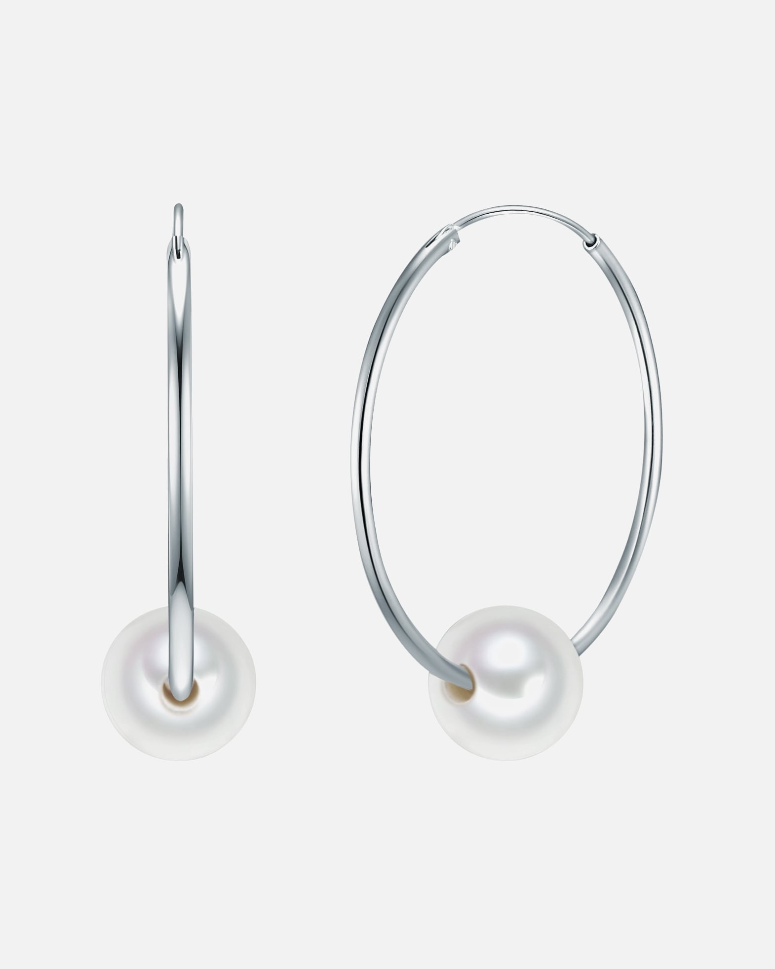 Obrączki dla Kobieta Valero Pearls Srebrne kolczyki kreole srebro wysokiej próby Perła hodowlana słodkowodna srebrny 34,1 mm
