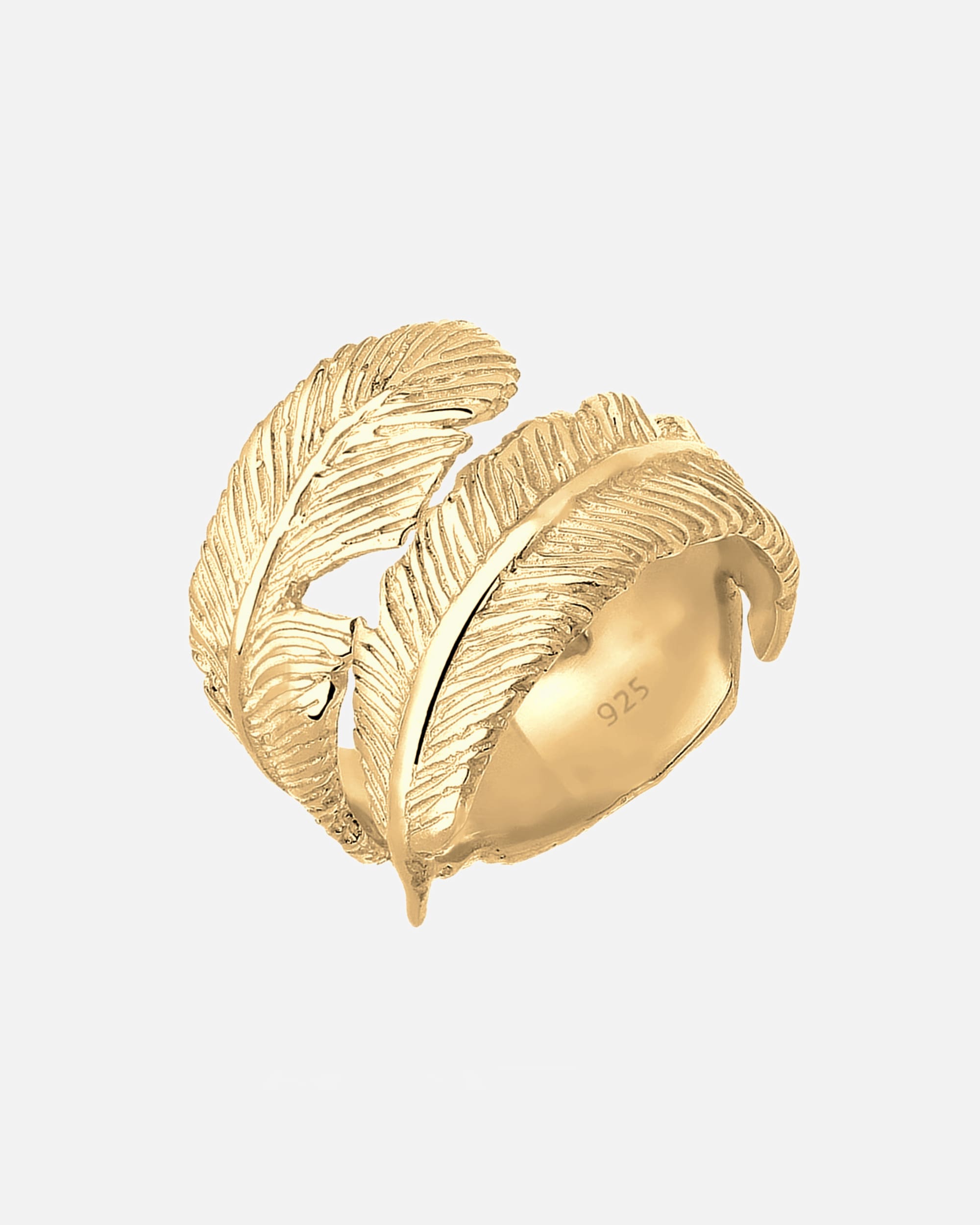 Pierścionek dla Kobieta Elli Damski Wrap Pióro Boho Trend w srebrze 925 Sterling Silver goldfarben