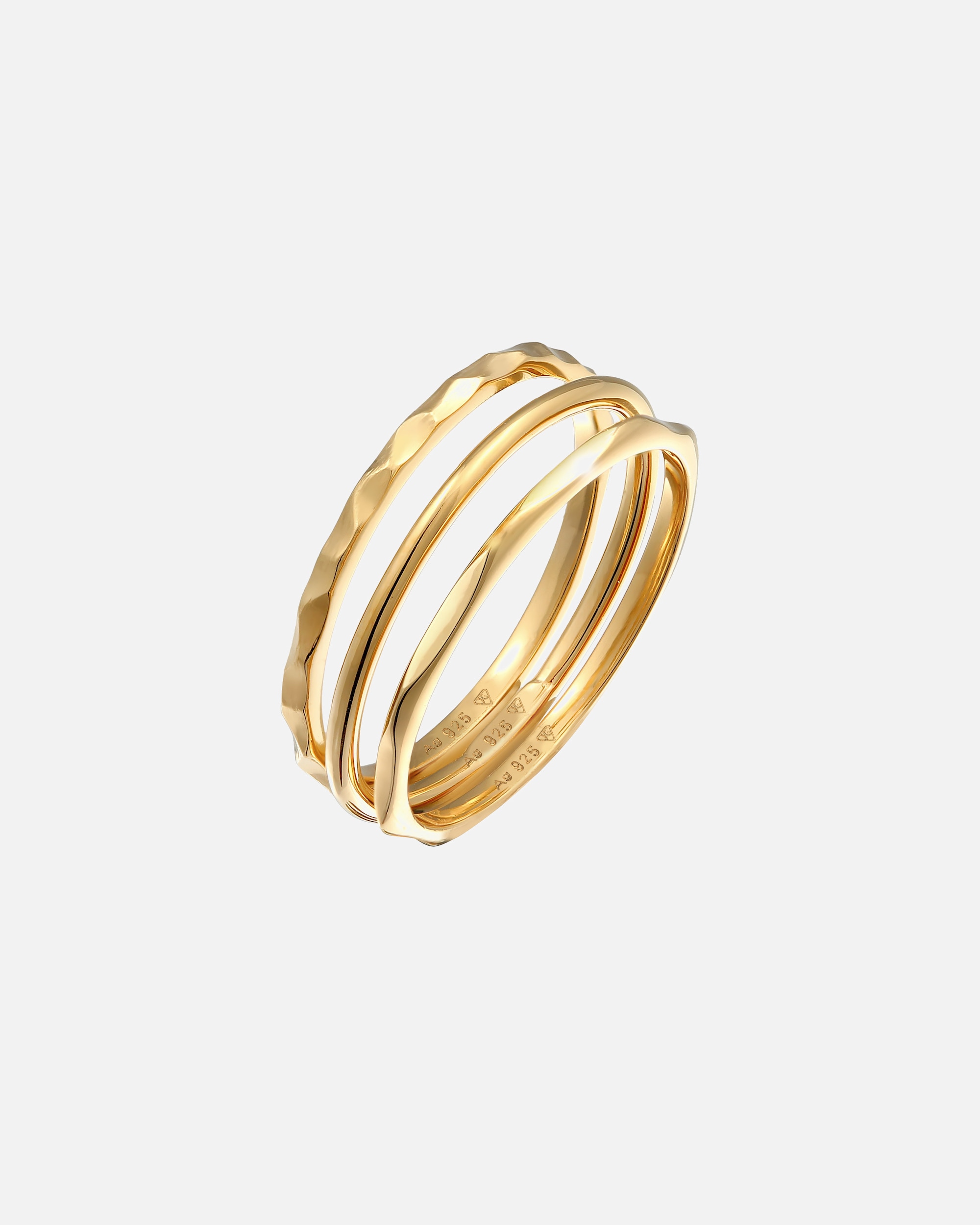 Pierścionek dla Kobieta Elli Damski Basic Stacking zestaw 3 częściowy w srebrze 925 Sterling Silver 54