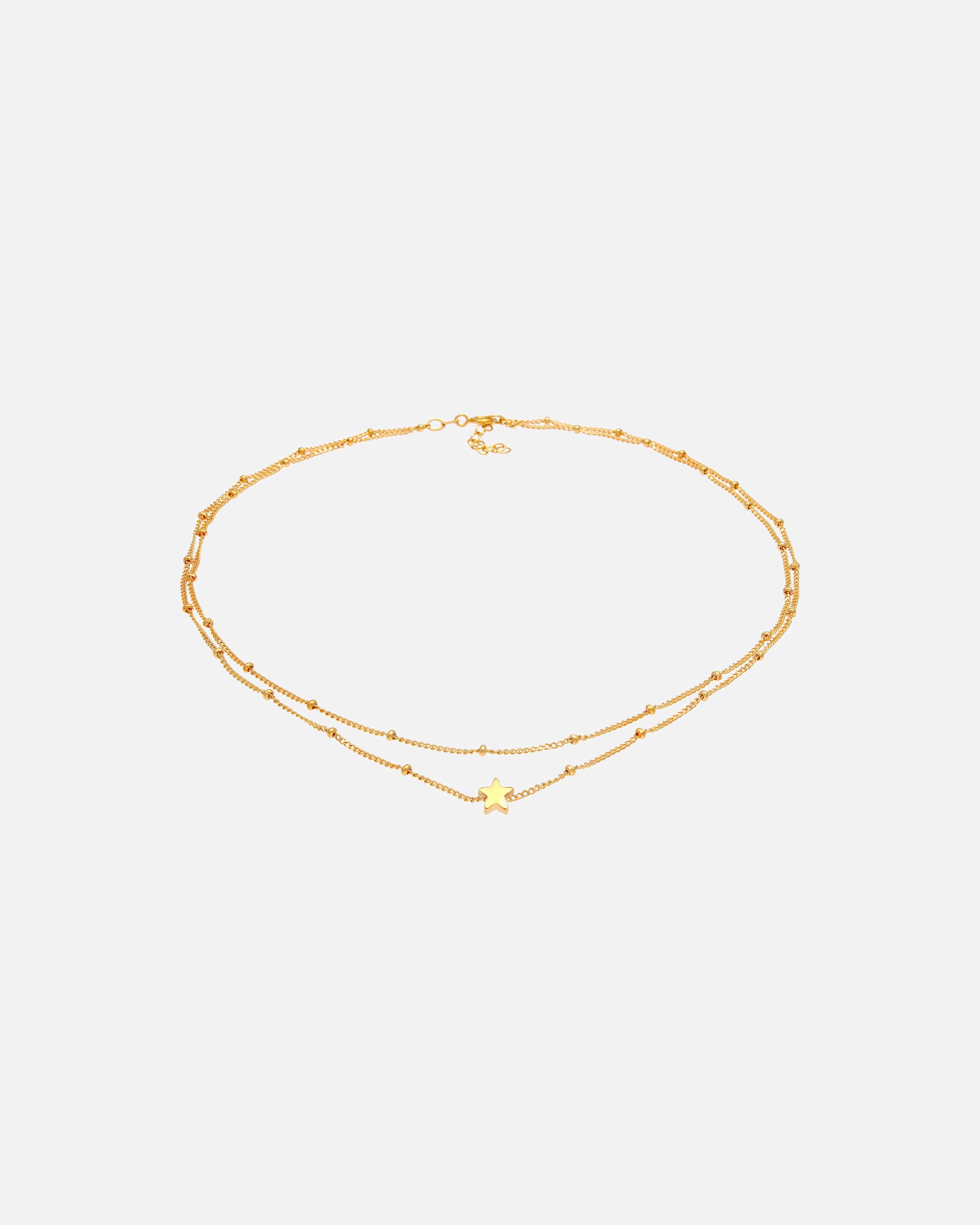 Naszyjnik dla Kobieta Elli Panie Choker Layer Look gwiazdy łańcucha kulkowego w 925 Sterling Silver goldfarben