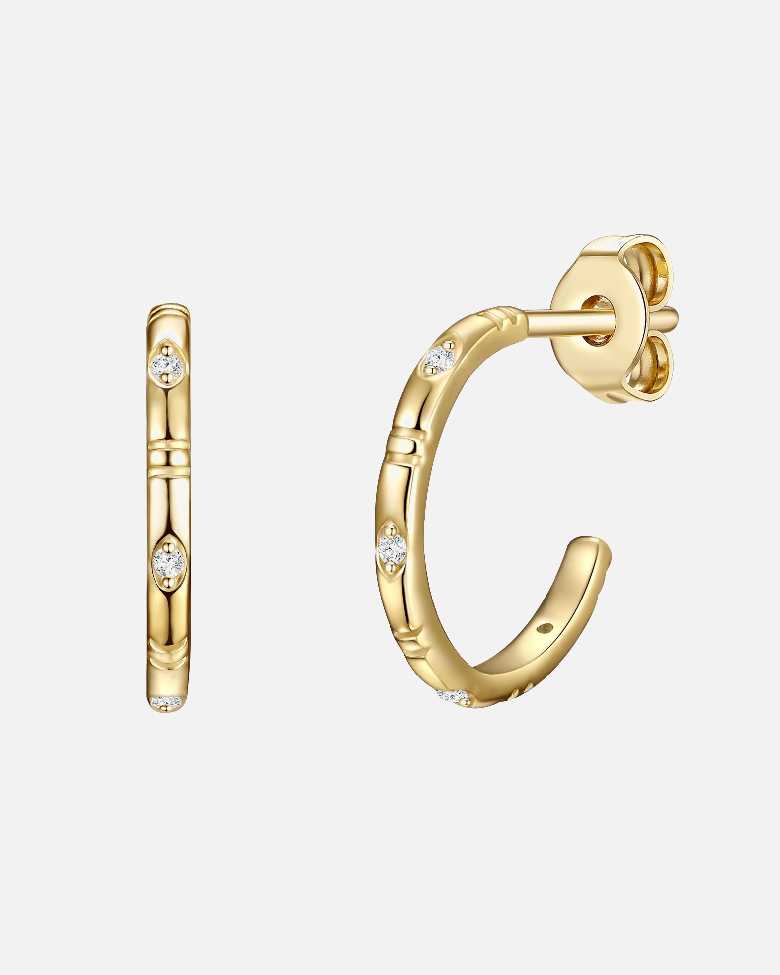 Kolczyki dla Kobieta Glanzstücke München Srebrne kolczyki kreole srebro wysokiej próby Cyrkonia żółte złoto 13,6 mm