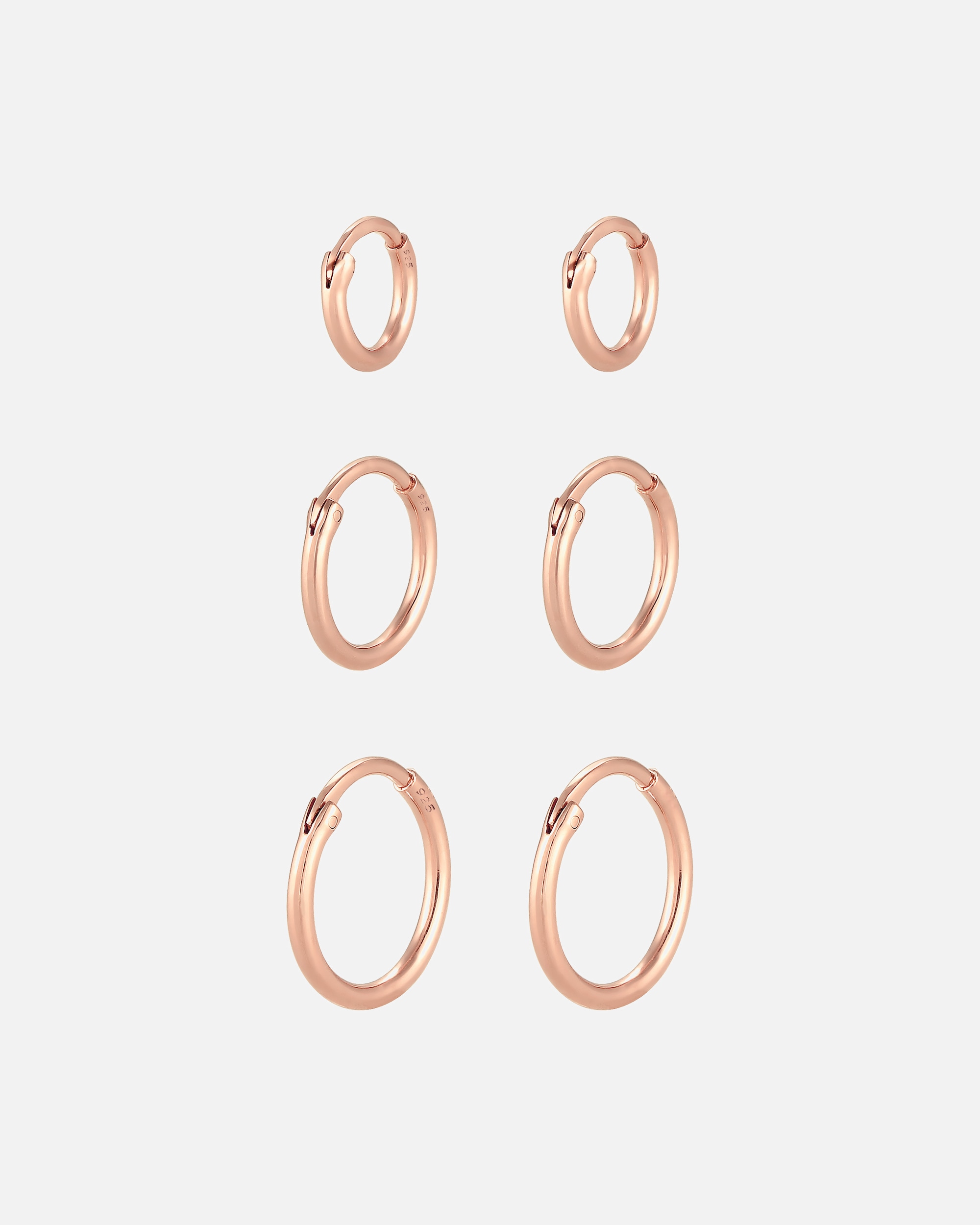 Kolczyki dla Kobieta Damski zestaw kreoli Trio Basic Must-Have Trend w srebrze 925 Sterling Silver rosefarben