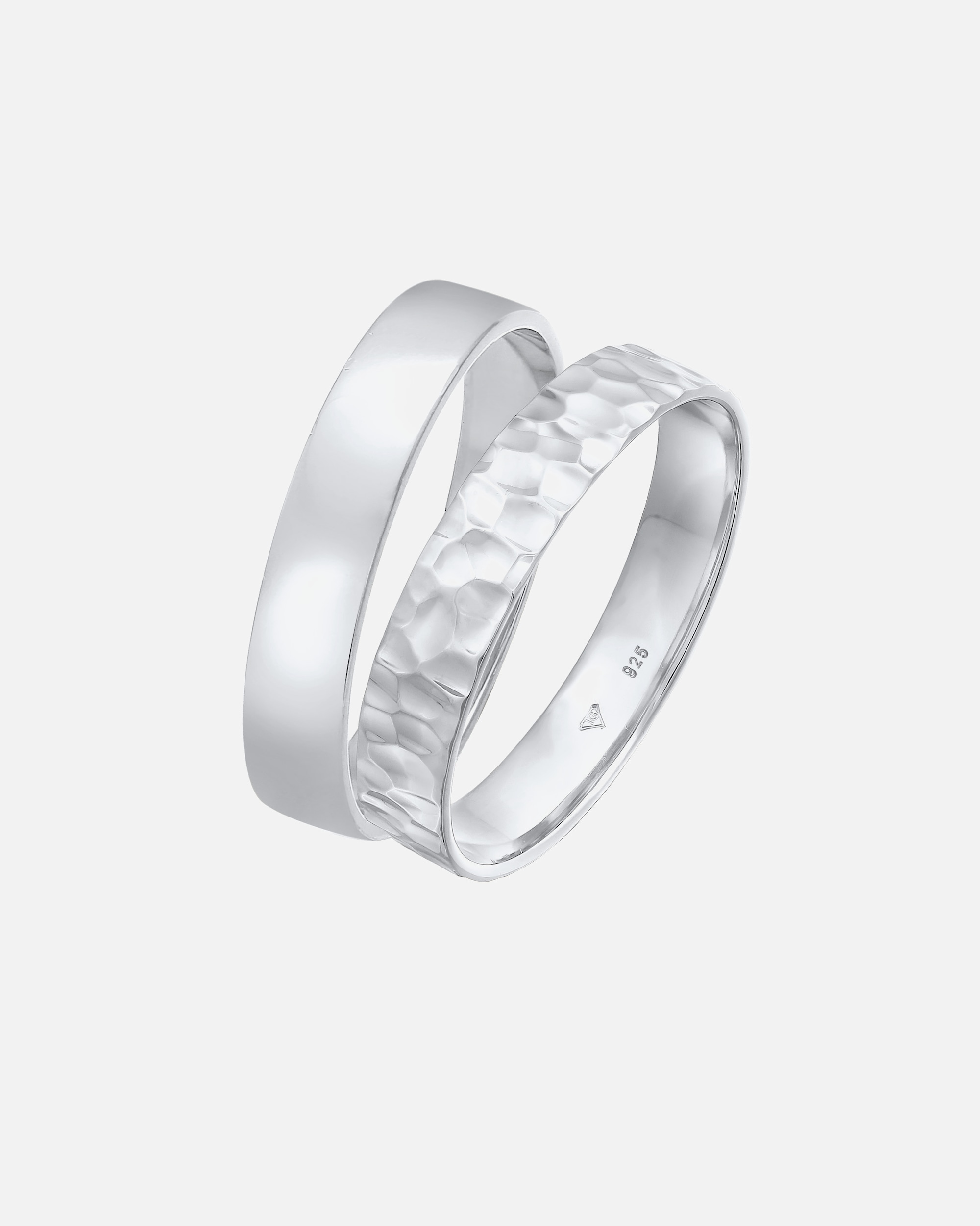 Pierścionek dla Mężczyzna KUZZOI Męska obrączka Basic z młotkowanego srebra próby 925 Sterling Silver, zestaw 62