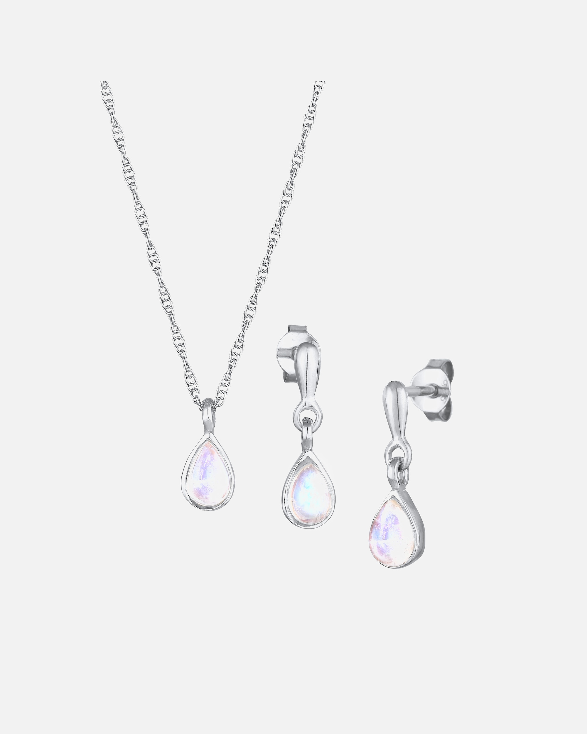 Ozdoby dla Kobieta Elli PREMIUM Damska zawieszka kropla Elegant zestaw kolczyków z kamieniem księżycowym w srebrze próby 925 Sterling Silver silberfarben