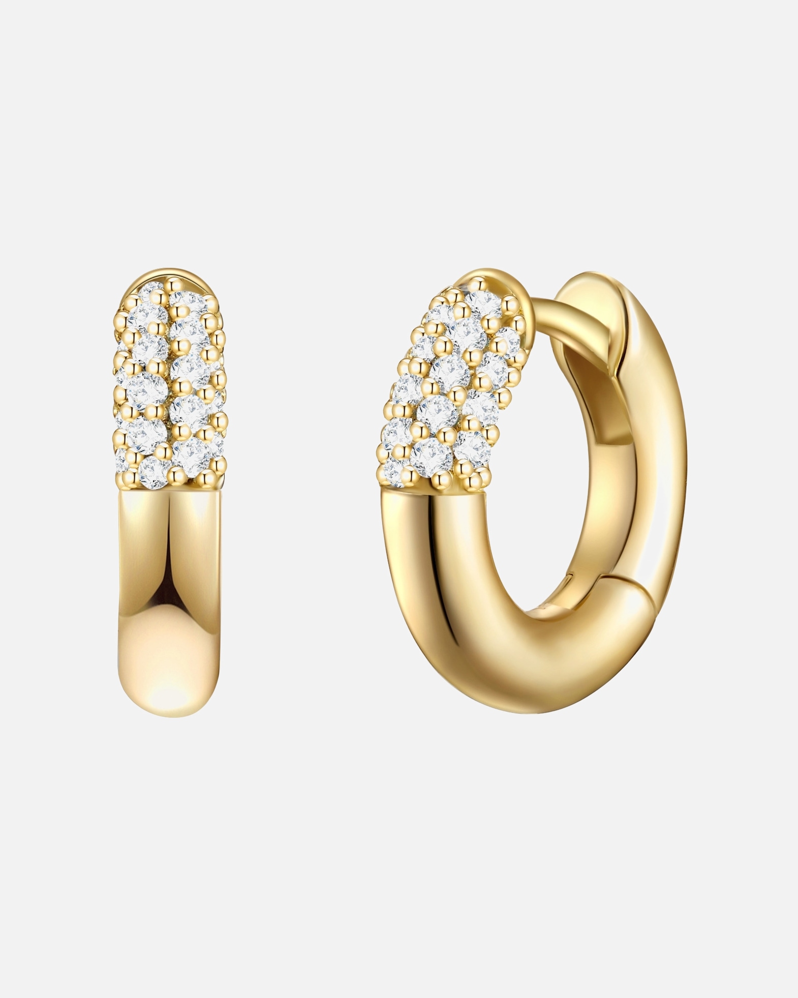 Kolczyki dla Kobieta Glanzstücke München Srebrne kolczyki kreole srebro wysokiej próby Cyrkonia żółte złoto 13,9 mm