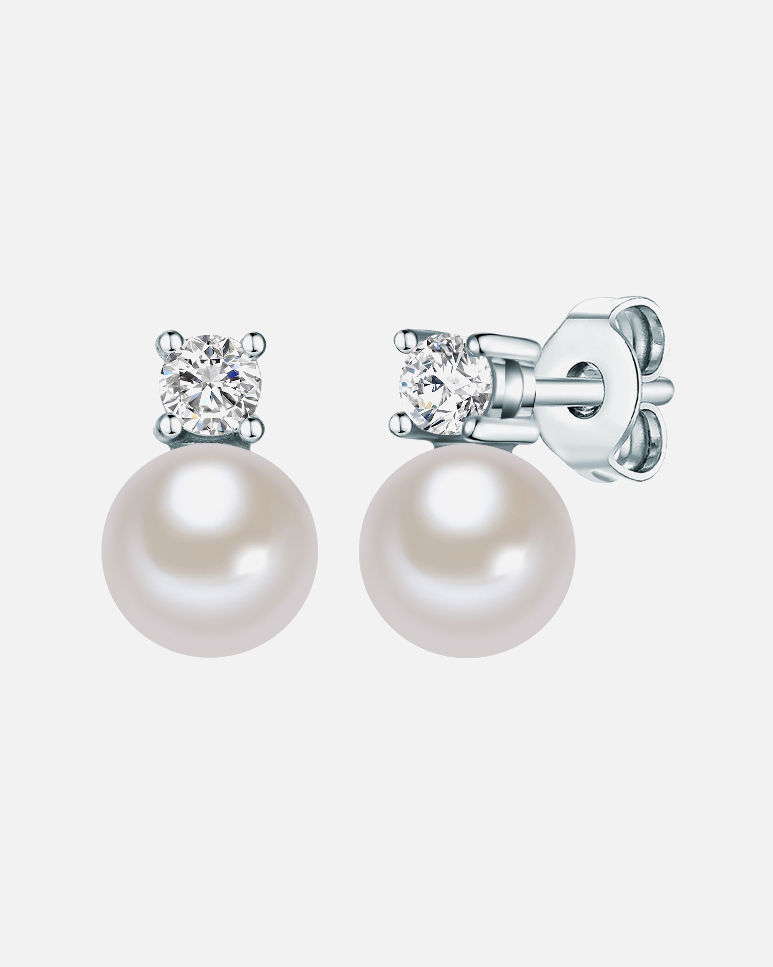 Kolczyki dla Kobieta Srebro wysokiej pr óby Cyrkonia Perła (synt.) 11,8 mm